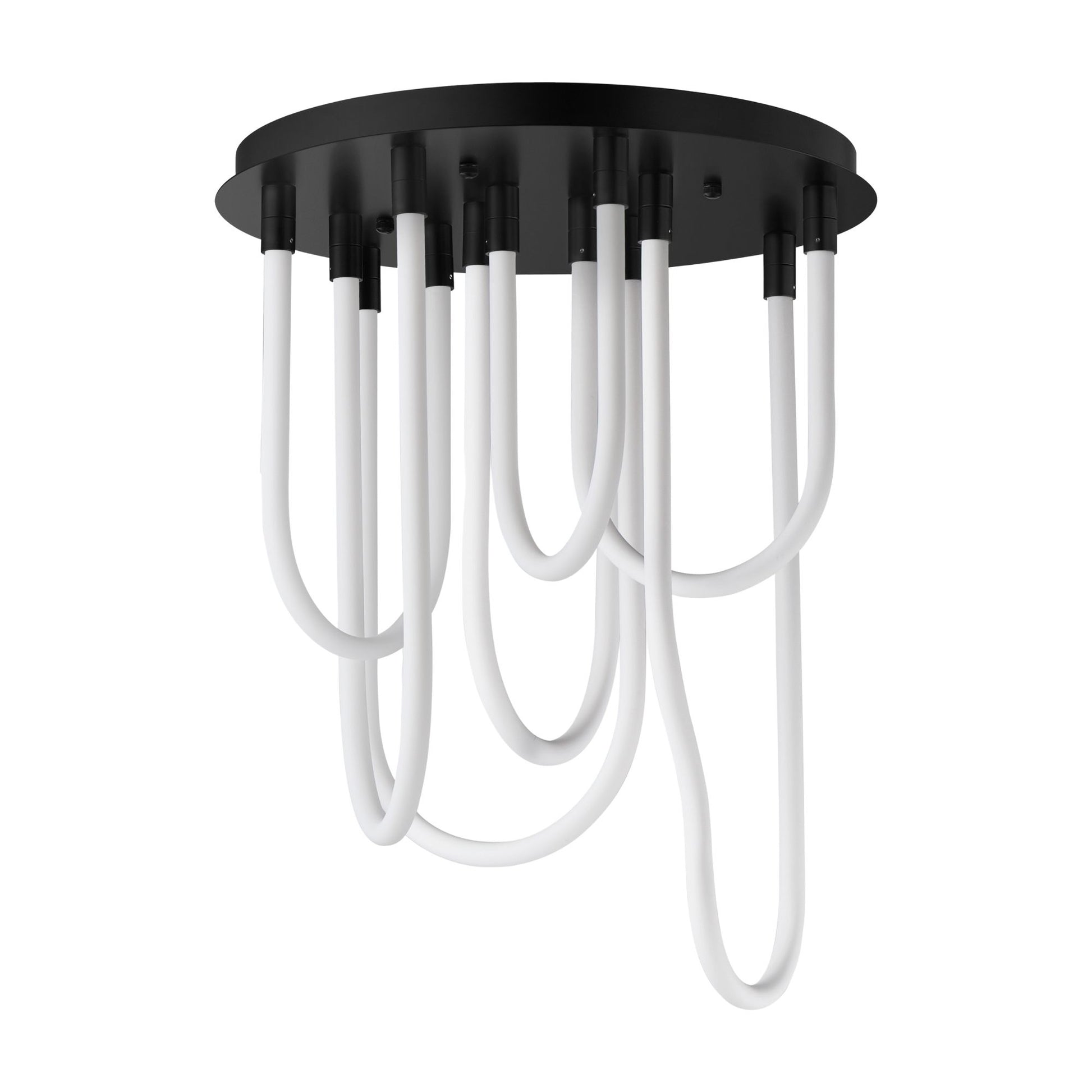 ET2 Lighting - Soleil 25" 7-Light LED Round Flush Mount Chandelier, Black Finish | Bees Lighting