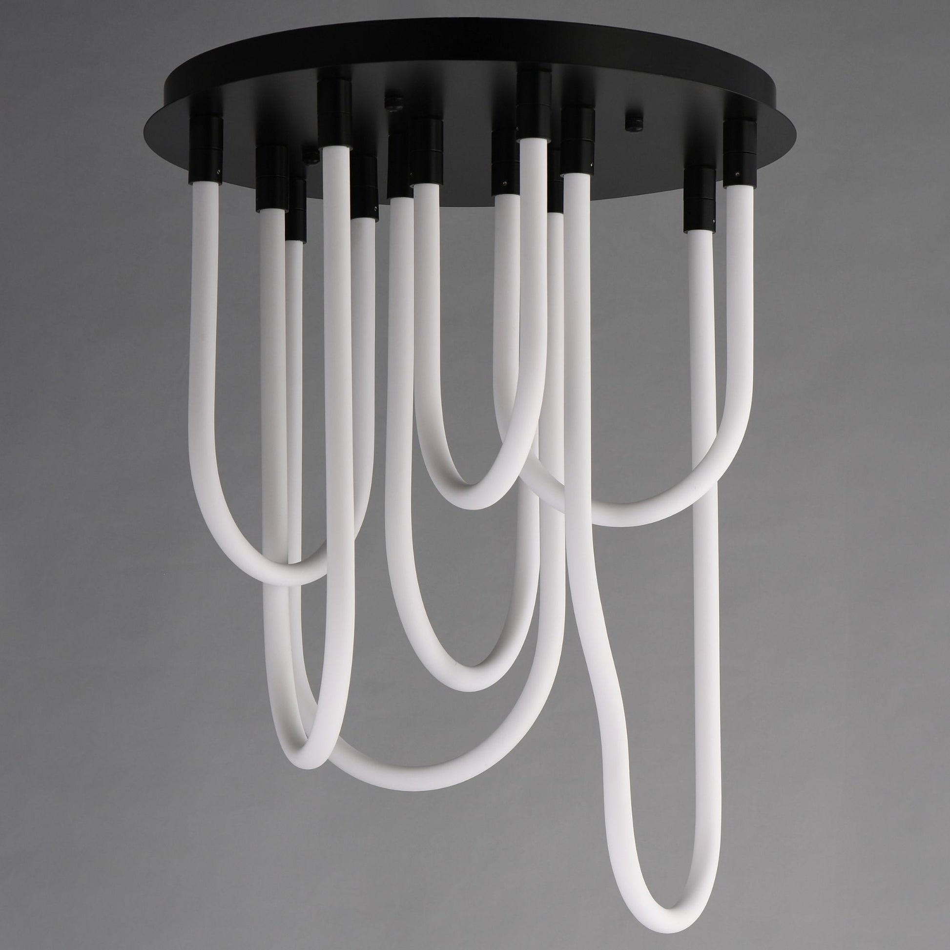 ET2 Lighting - Soleil 25" 7-Light LED Round Flush Mount Chandelier, Black Finish | Bees Lighting