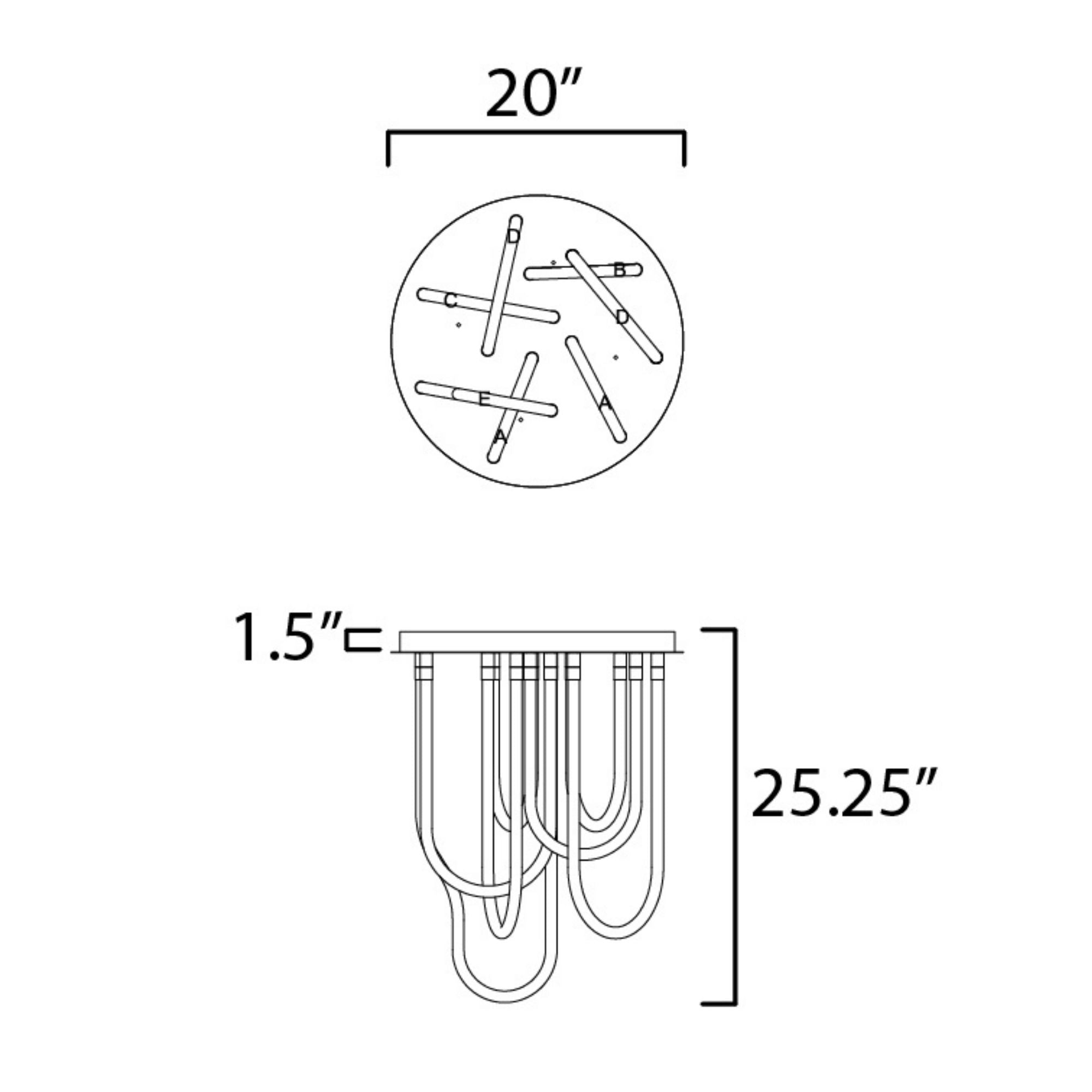 ET2 Lighting - Soleil 25" 7-Light LED Round Flush Mount Chandelier, Black Finish | Bees Lighting