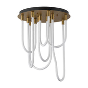 ET2 Lighting - Soleil 25" 7-Light LED Round Flush Mount Chandelier, Natural Aged Brass Finish | Bees Lighting