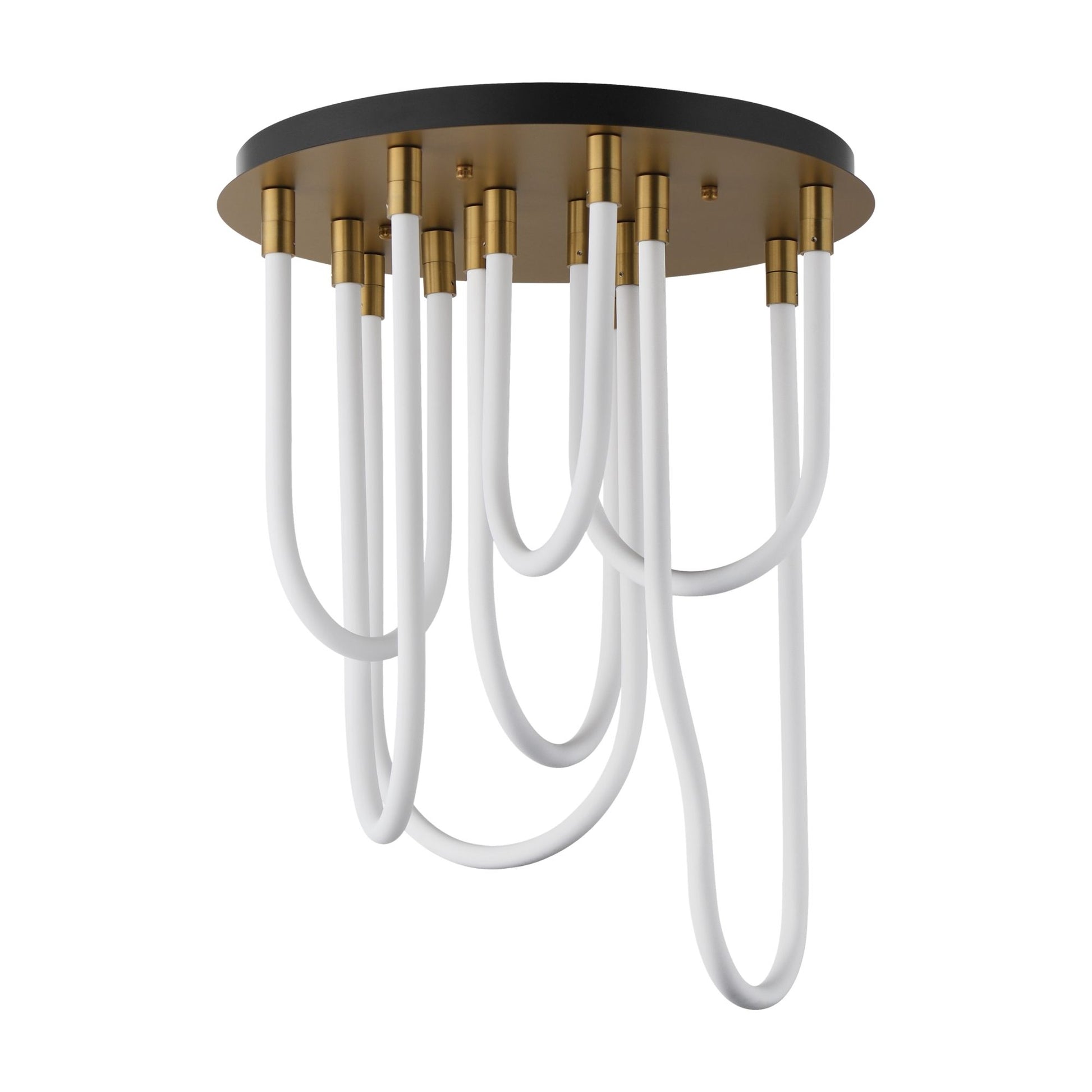 ET2 Lighting - Soleil 25" 7-Light LED Round Flush Mount Chandelier, Natural Aged Brass Finish | Bees Lighting