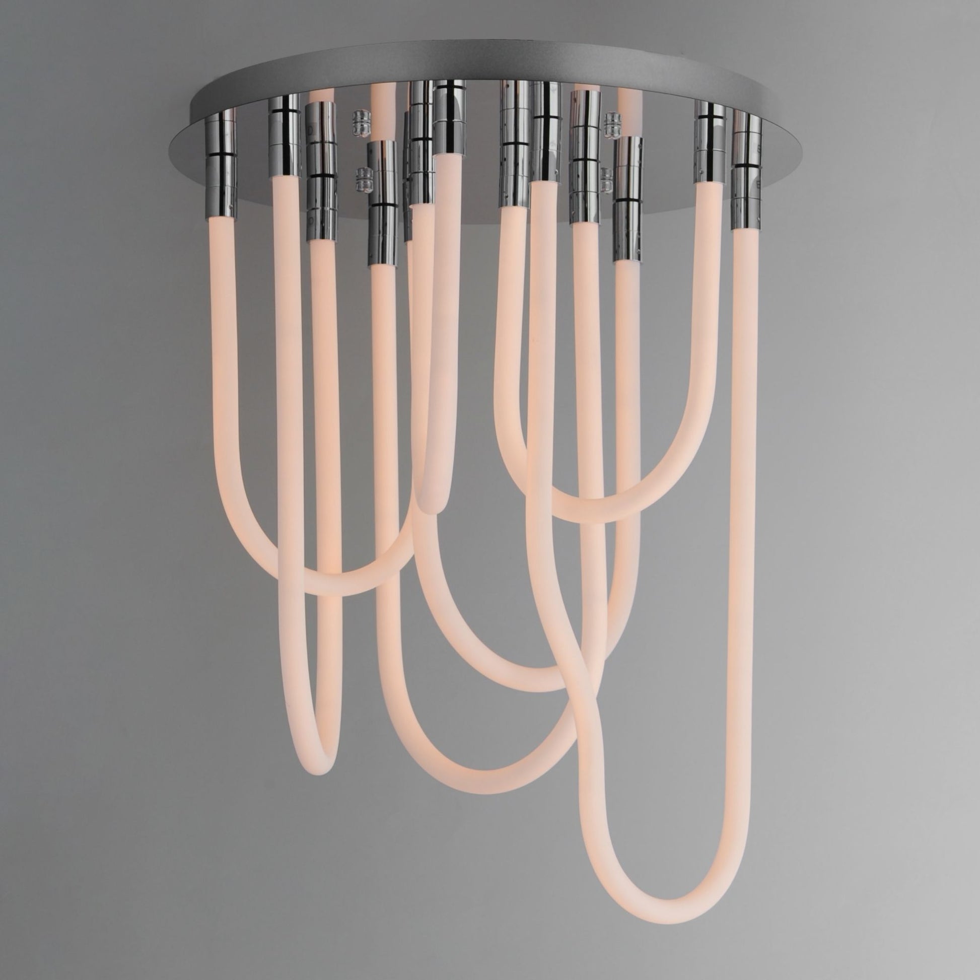 ET2 Lighting - Soleil 25" 7-Light LED Round Flush Mount Chandelier, Polished Chrome Finish | Bees Lighting