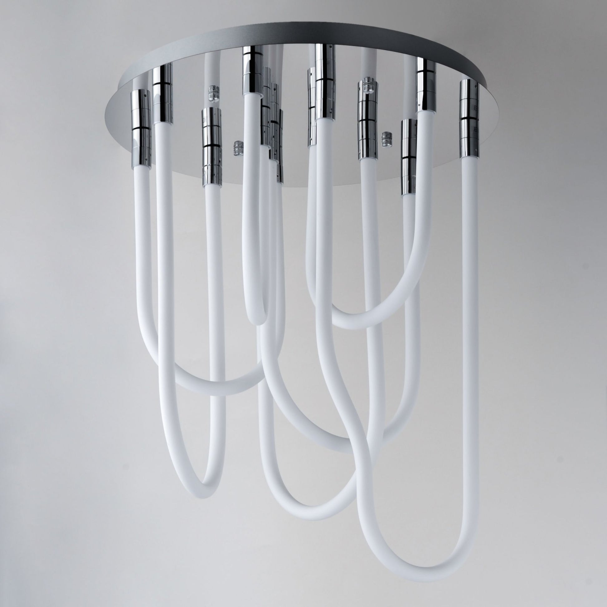 ET2 Lighting - Soleil 25" 7-Light LED Round Flush Mount Chandelier, Polished Chrome Finish | Bees Lighting