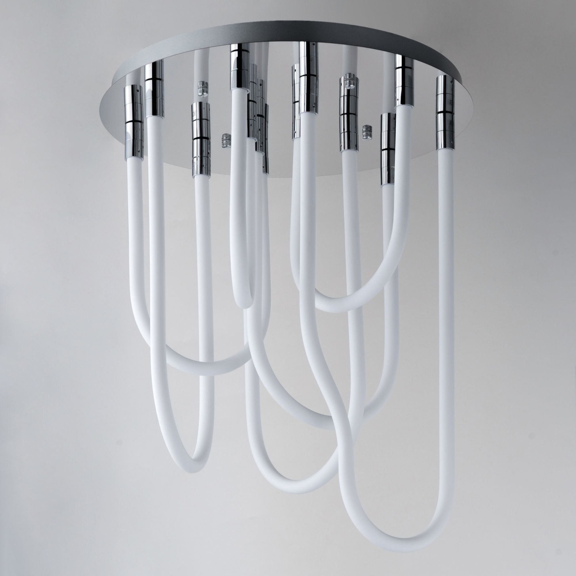 ET2 Lighting - Soleil 25" 7-Light LED Round Flush Mount Chandelier, Polished Chrome Finish | Bees Lighting