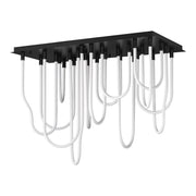 Soleil 42" 14-Light LED Flush Mount Chandelier, Black Finish