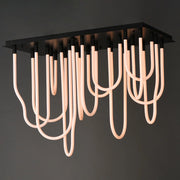ET2 Lighting - Soleil 42" 14-Light LED Flush Mount Chandelier, Black Finish | Bees Lighting