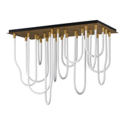 Soleil 42" 14-Light LED Flush Mount Chandelier, Natural Aged Brass Finish