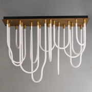 ET2 Lighting - Soleil 42" 14-Light LED Flush Mount Chandelier, Natural Aged Brass Finish | Bees Lighting