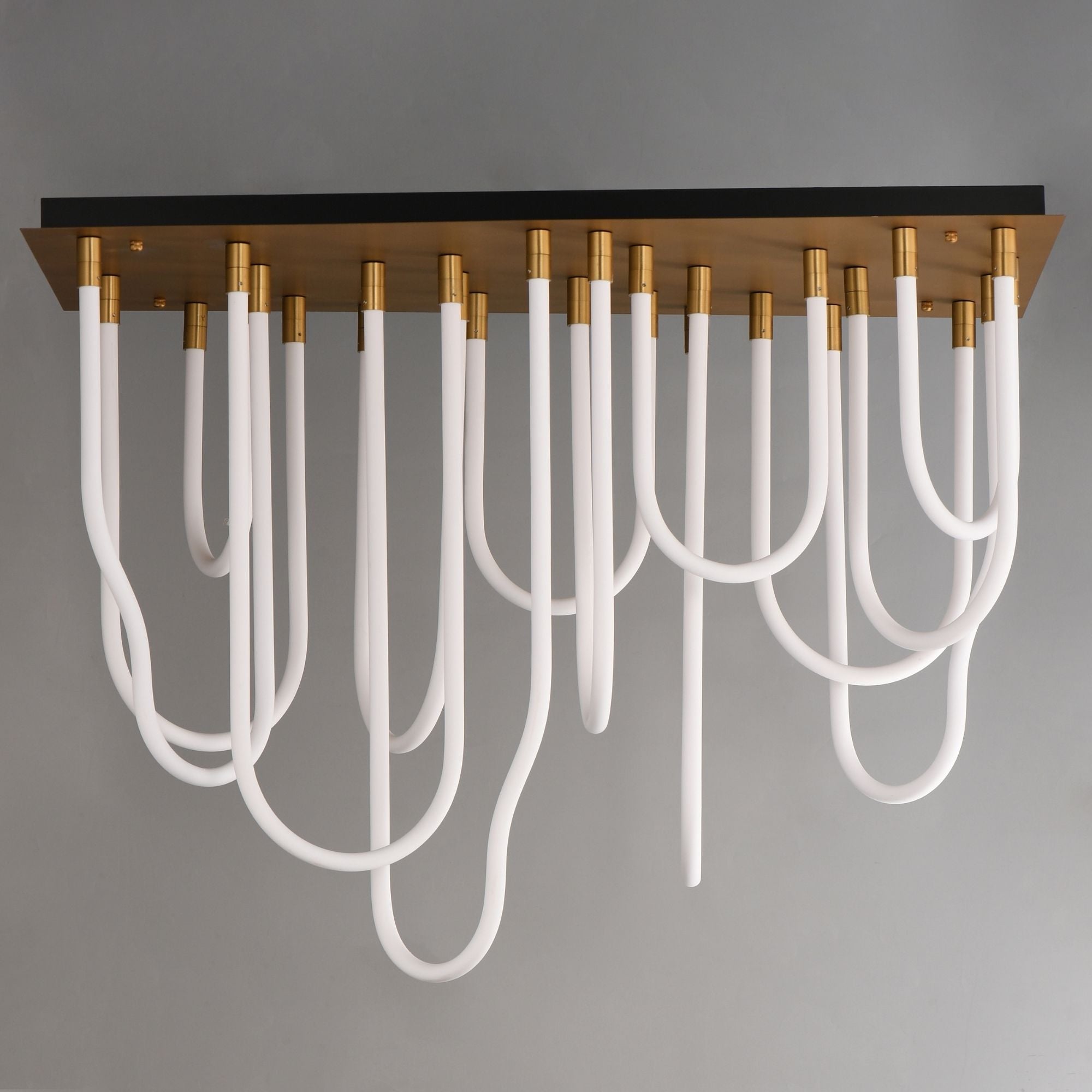 Soleil 42" 14-Light LED Flush Mount Chandelier, Natural Aged Brass Finish