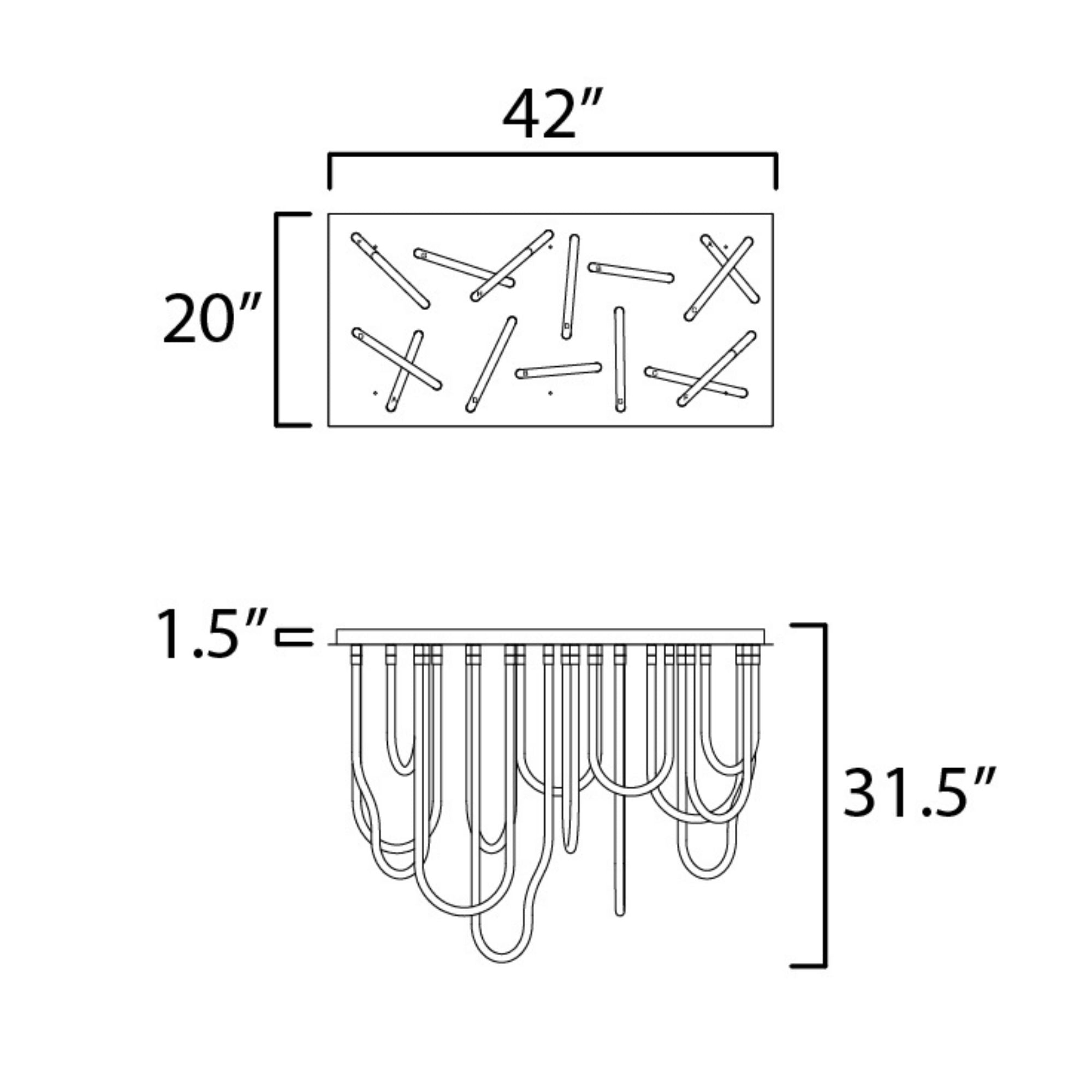 Soleil 42" 14-Light LED Flush Mount Chandelier, Natural Aged Brass Finish