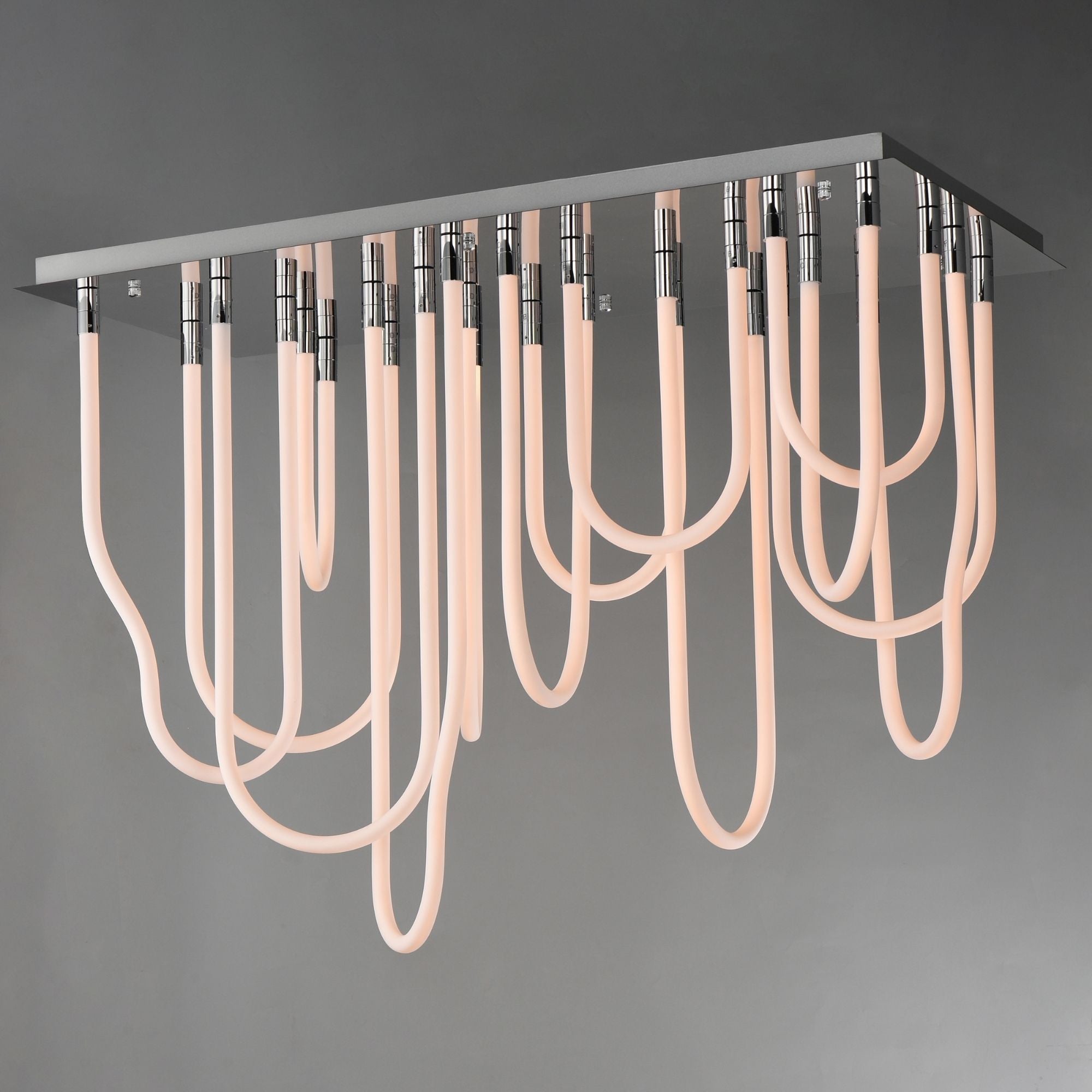 Soleil 42" 14-Light LED Flush Mount Chandelier, Polished Chrome Finish