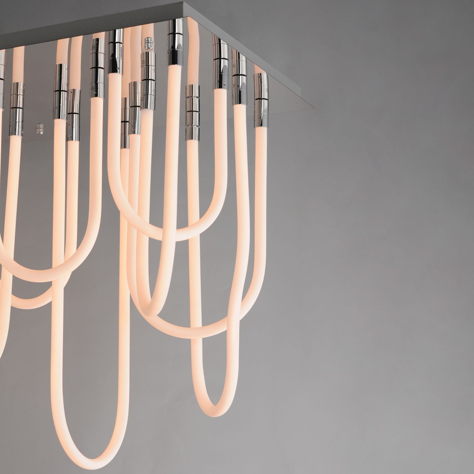 Soleil 42" 14-Light LED Flush Mount Chandelier, Polished Chrome Finish