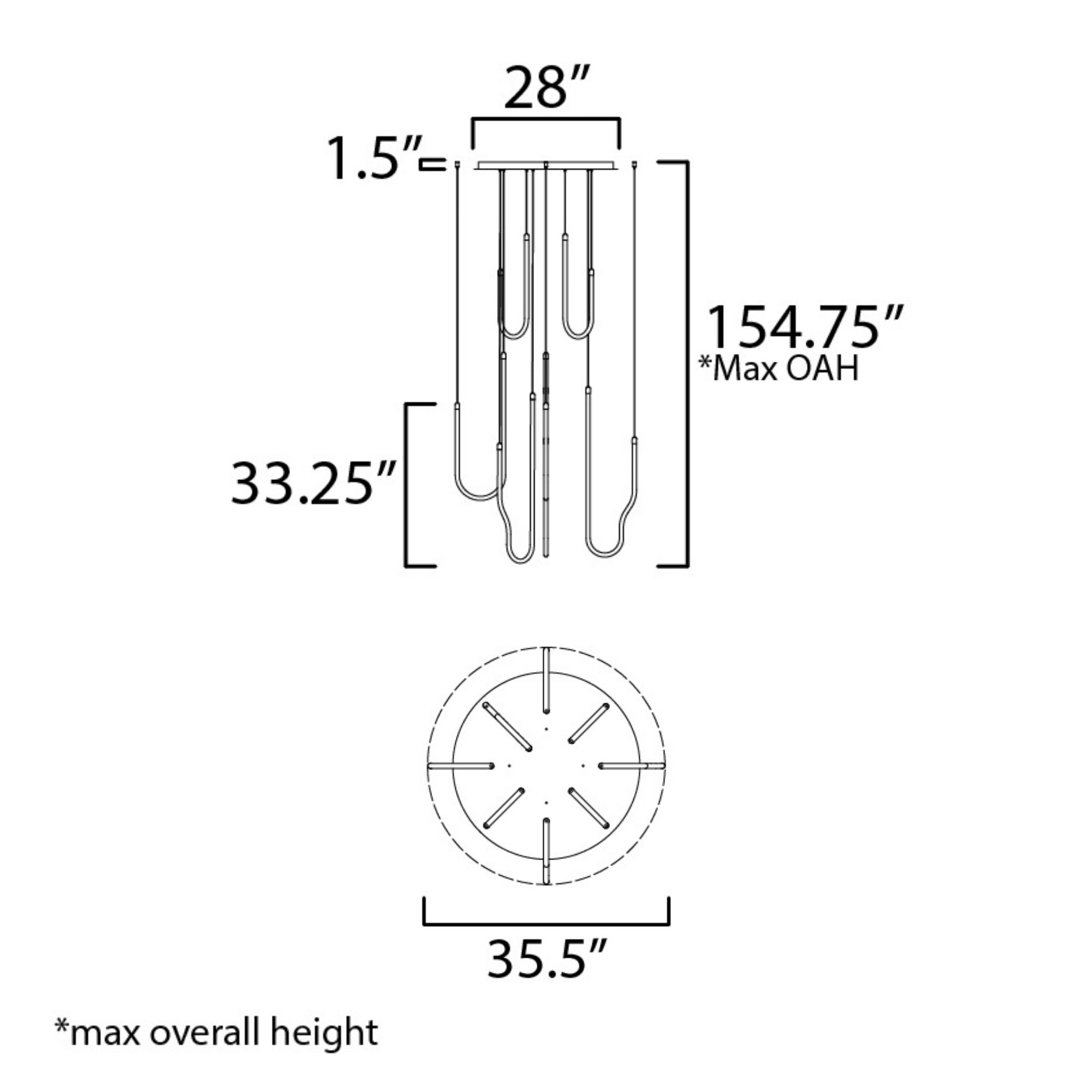 ET2 Lighting - Soleil 36" 8-Light LED Pendant, Black Finish | Bees Lighting