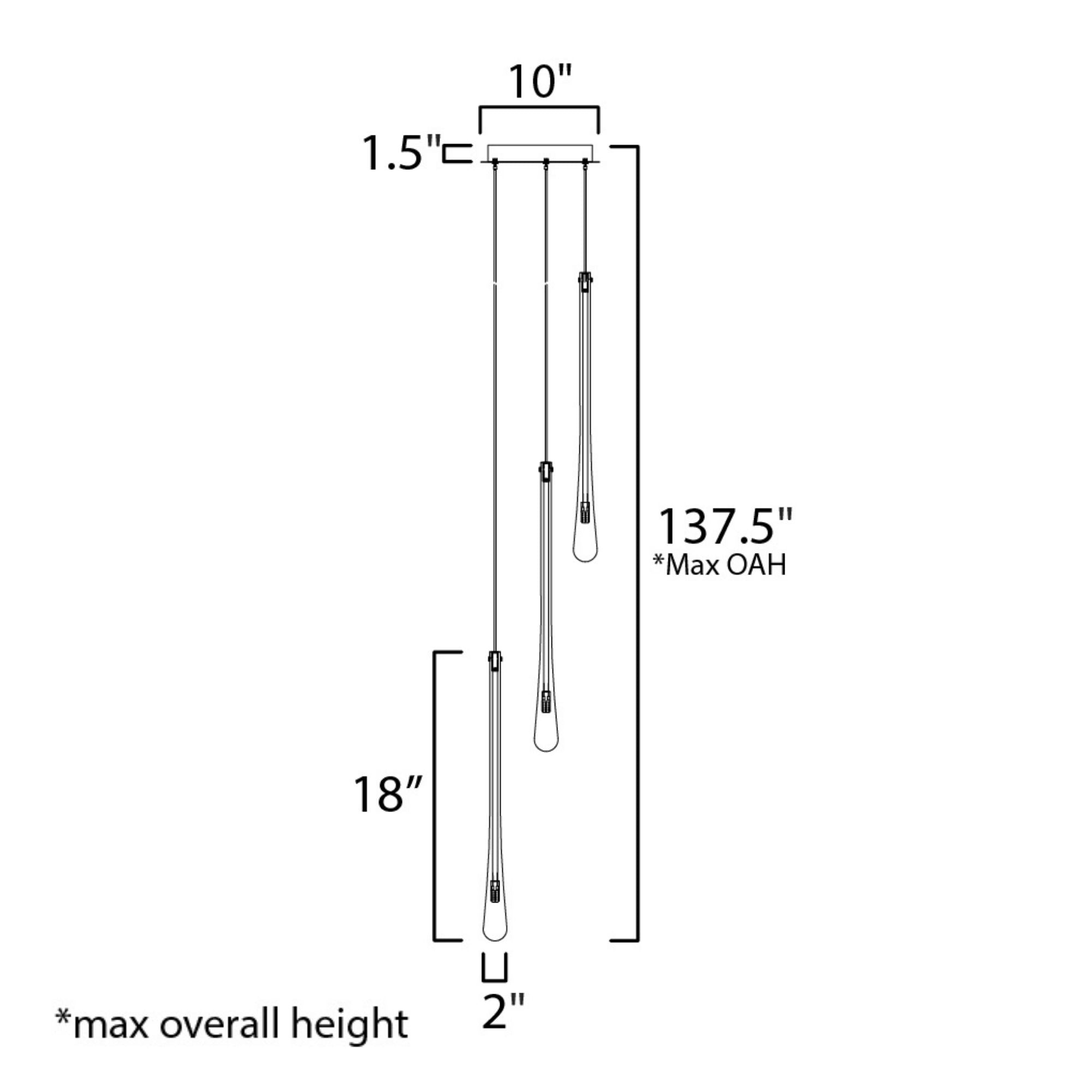 Stillo 10" 3-Light LED Pendant, Gold Finish