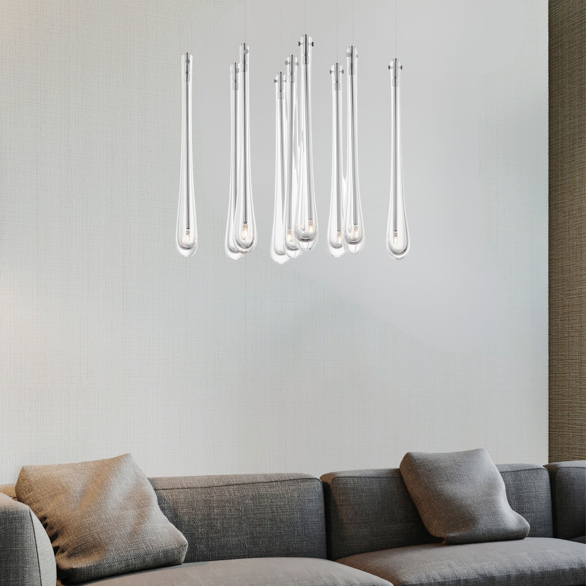 Stillo 17" 9-Light LED Pendant, Satin Nickel Finish