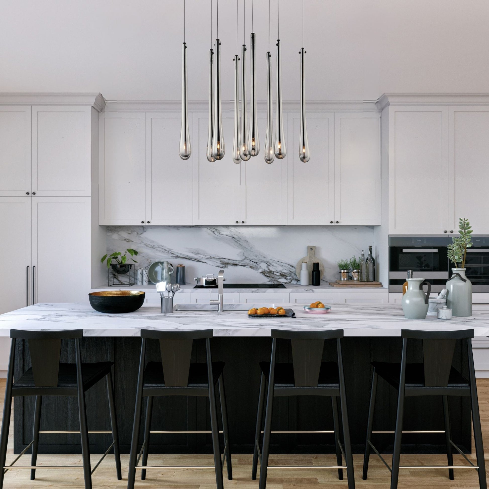 ET2 Lighting - Stillo 17" 9-Light LED Pendant, Black Finish | Bees Lighting