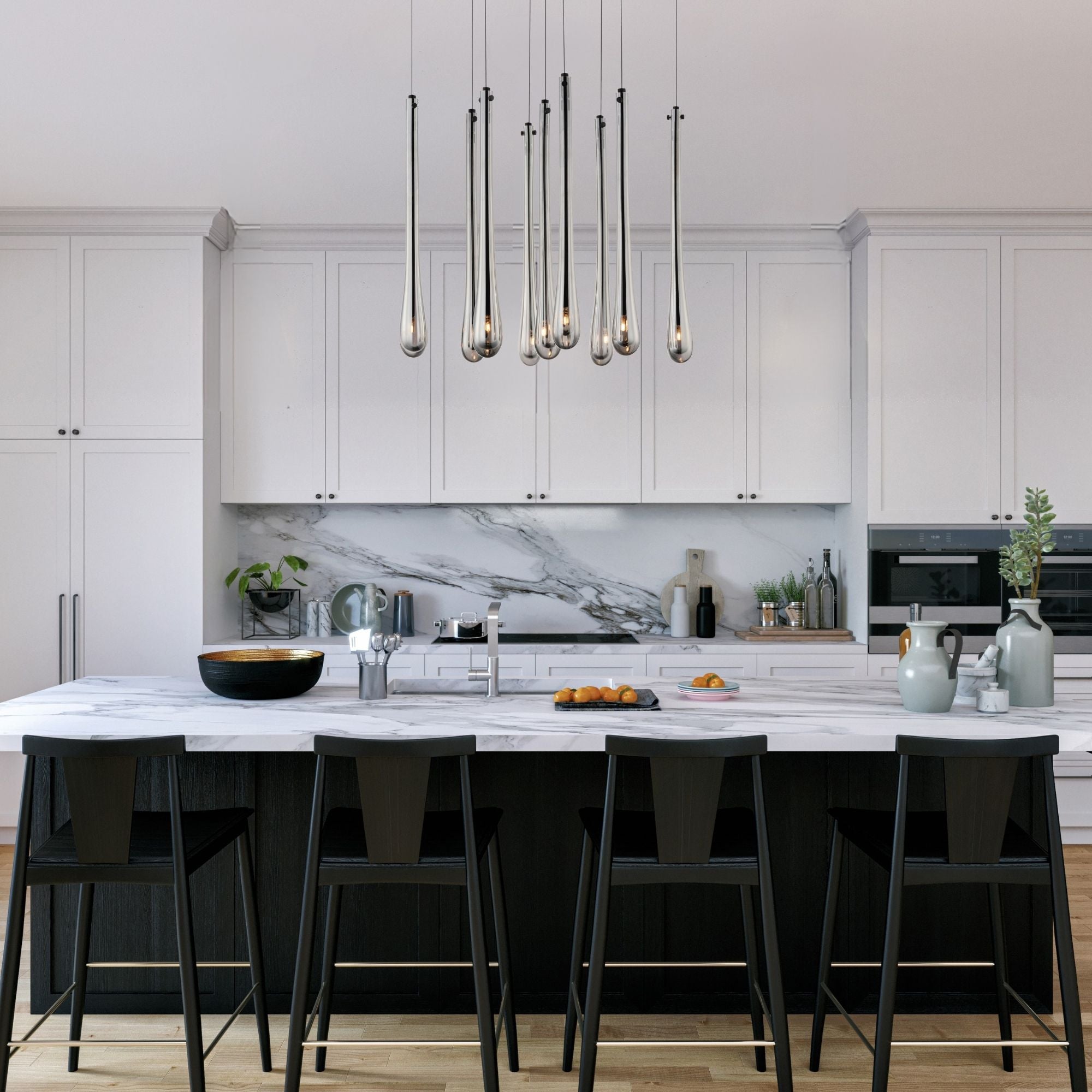 Stillo 17" 9-Light LED Pendant, Black Finish