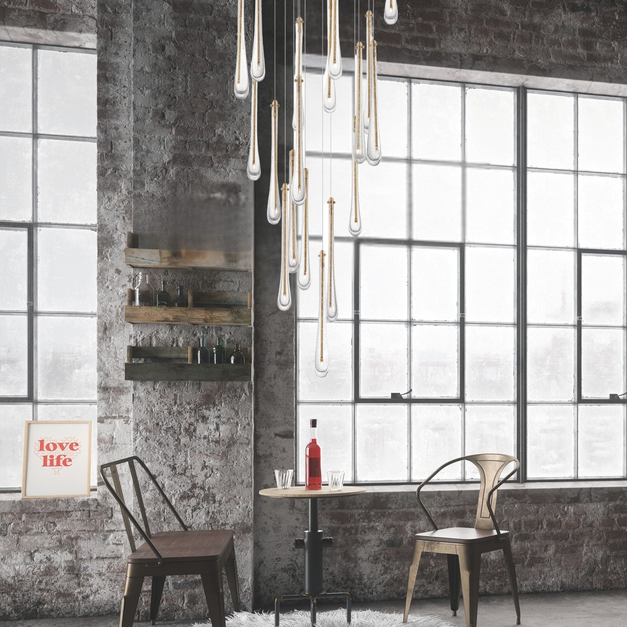 Stillo 26" 18-Light LED Pendant, Gold Finish