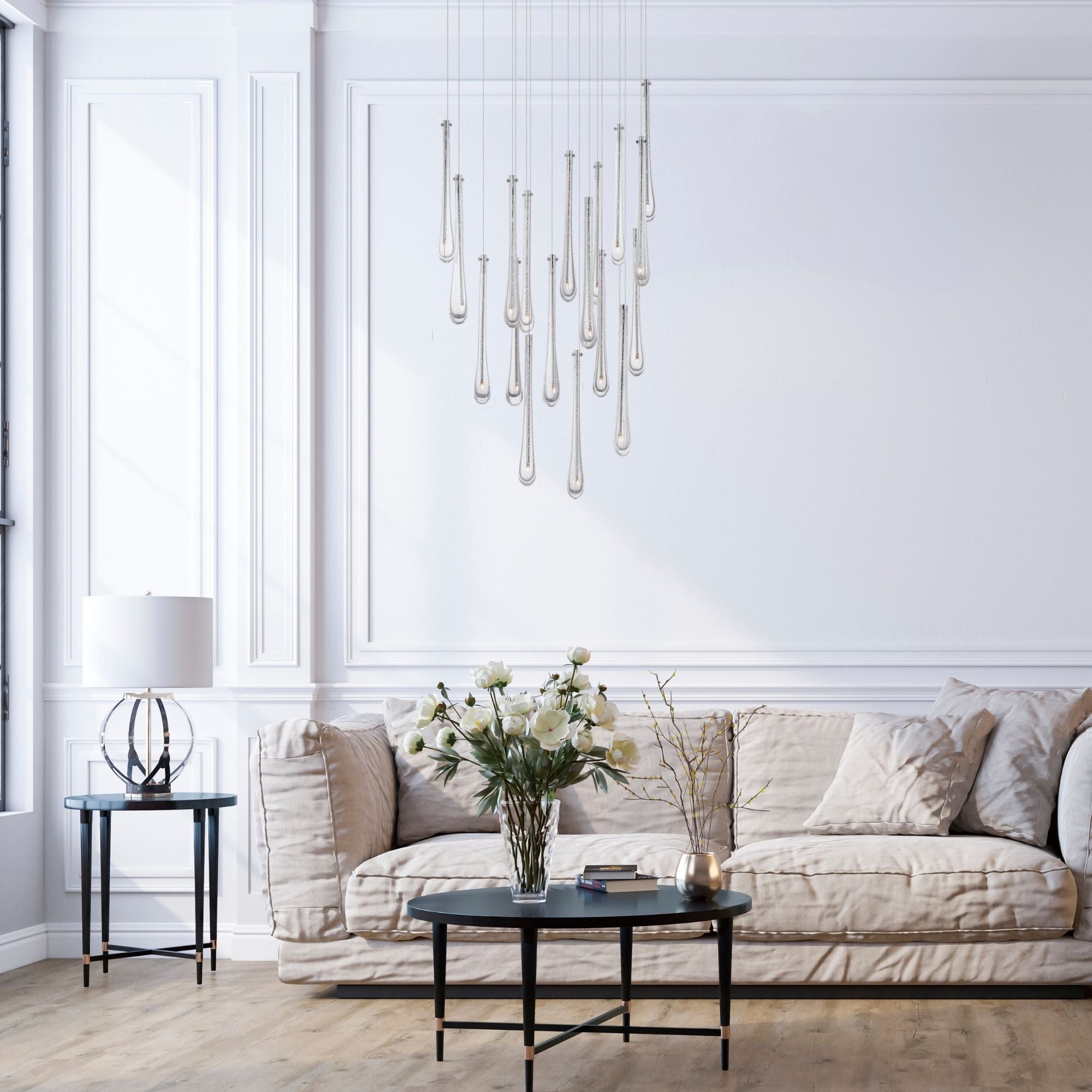 Stillo 26" 18-Light LED Pendant, Satin Nickel Finish