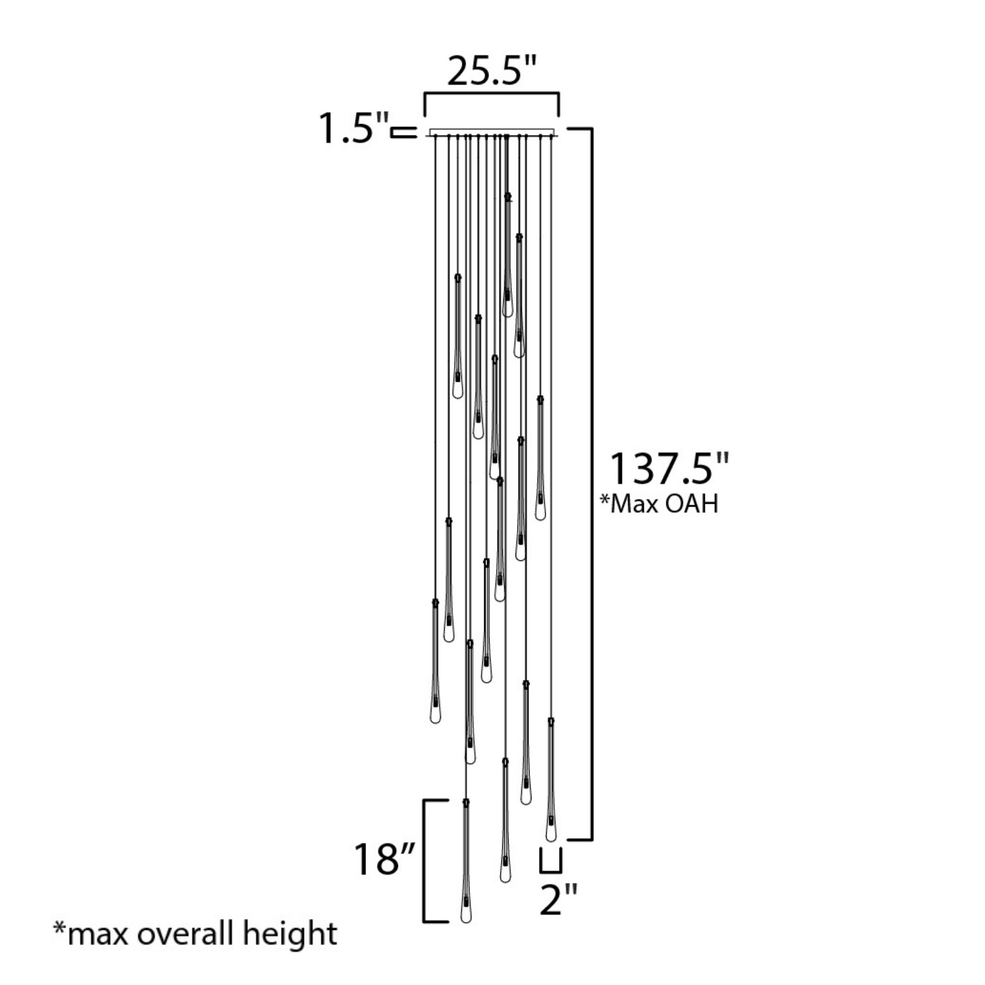 Stillo 26" 18-Light LED Pendant, Black Finish