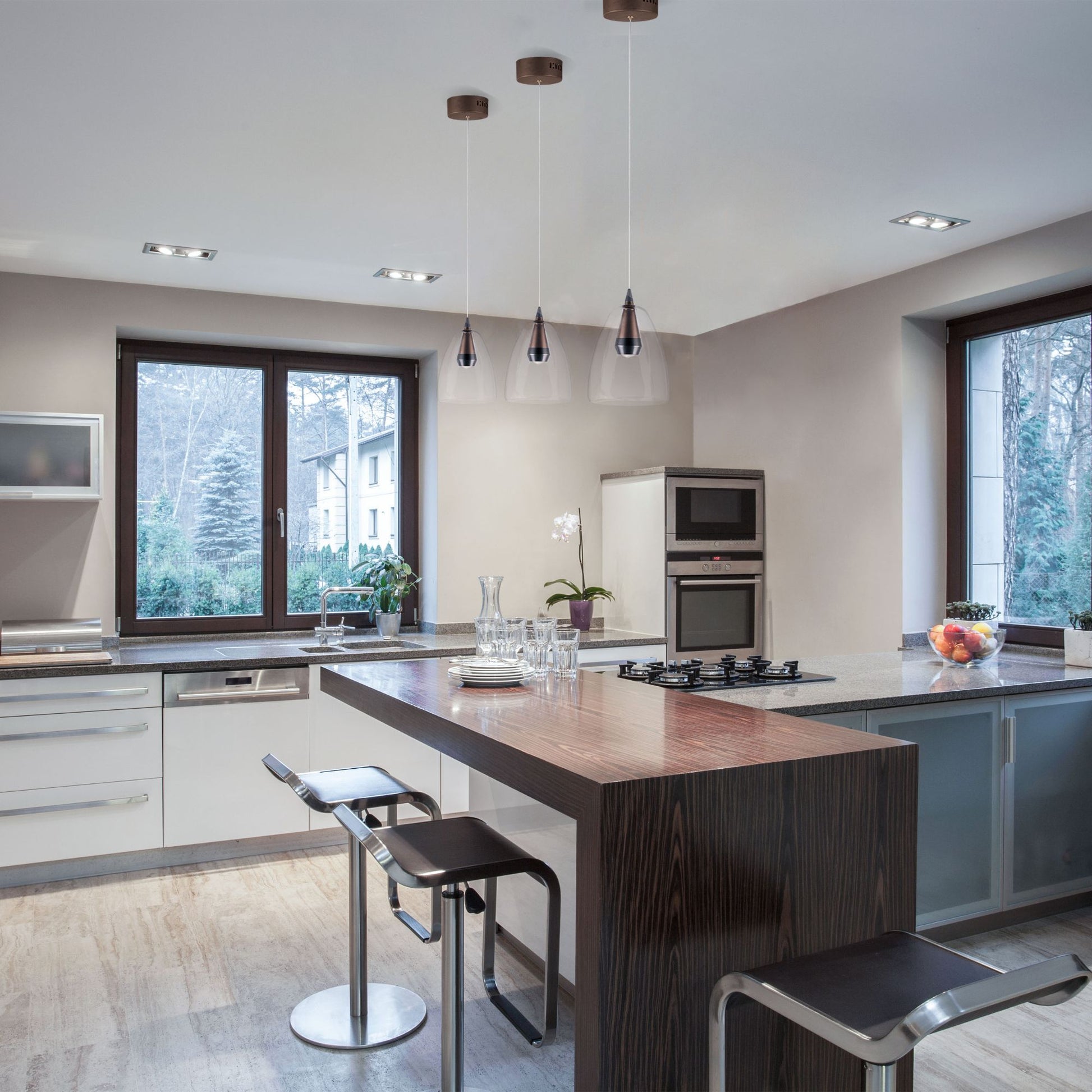 ET2 Lighting - Sven 8" LED Pendant, Black & Coffee Finish | Bees Lighting