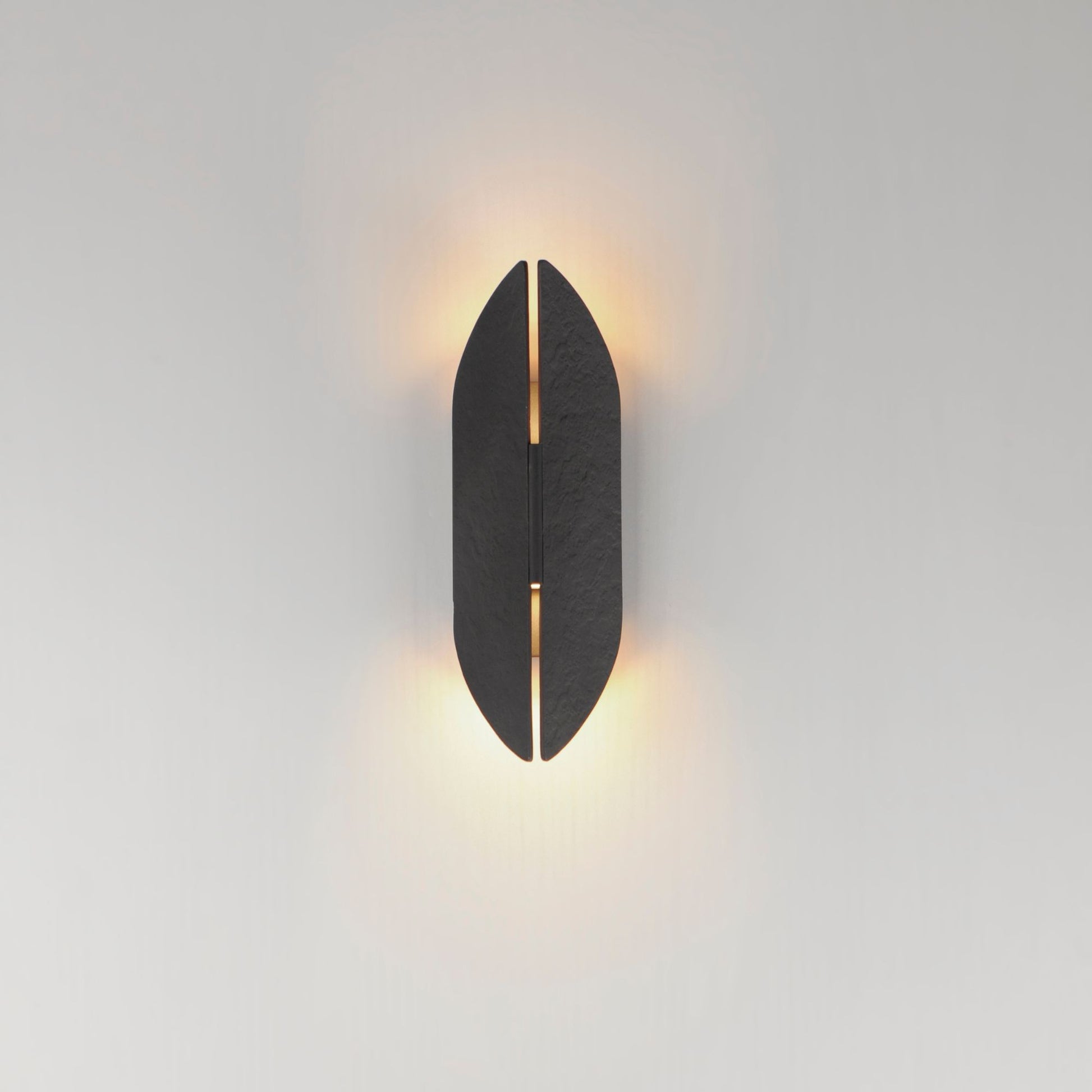 ET2 Lighting - Tectonic 14" Small LED Outdoor Wall Sconce, Black & Antique Brass Finish | Bees Lighting