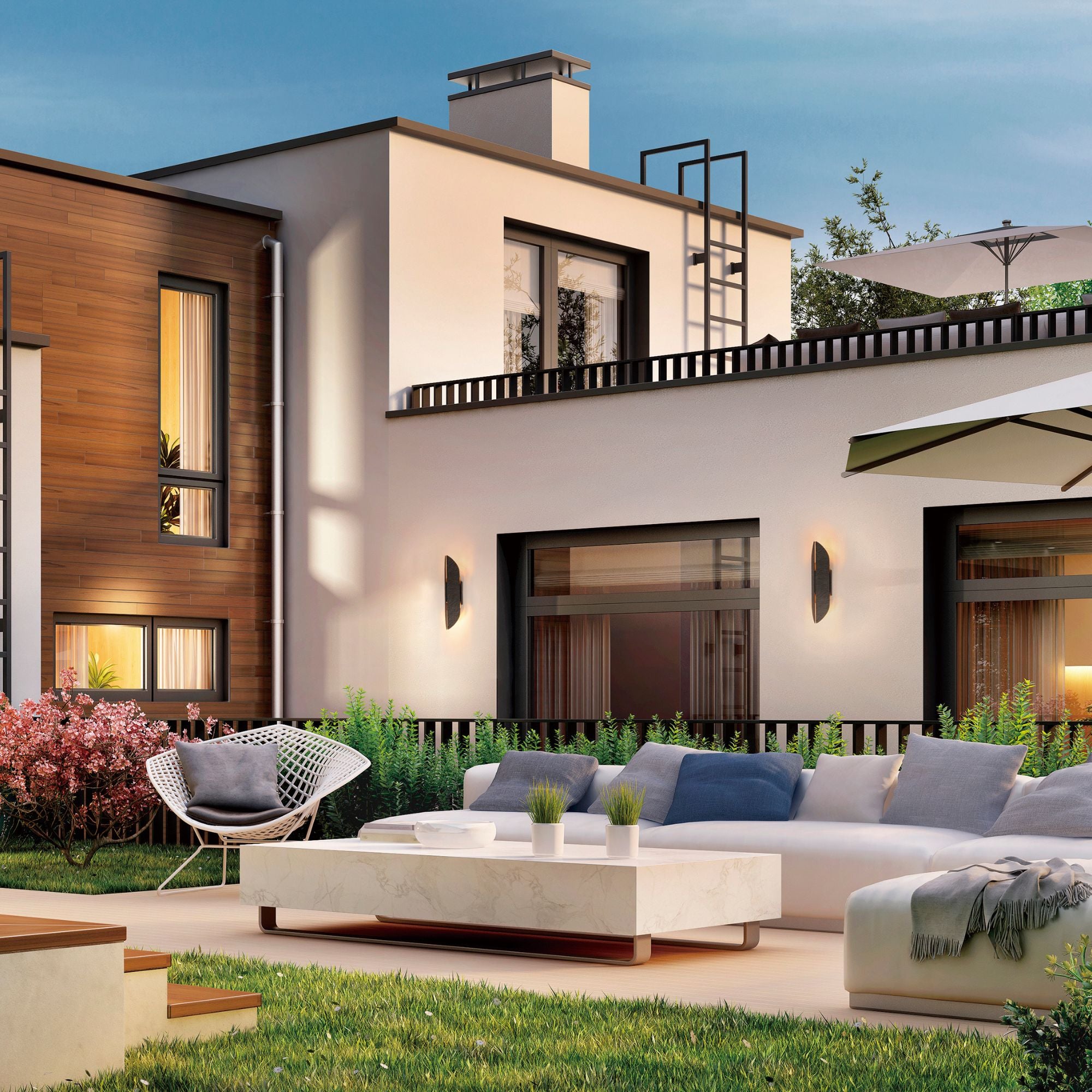 ET2 Lighting - Tectonic 18" Medium LED Outdoor Wall Sconce, Black & Antique Brass Finish | Bees Lighting