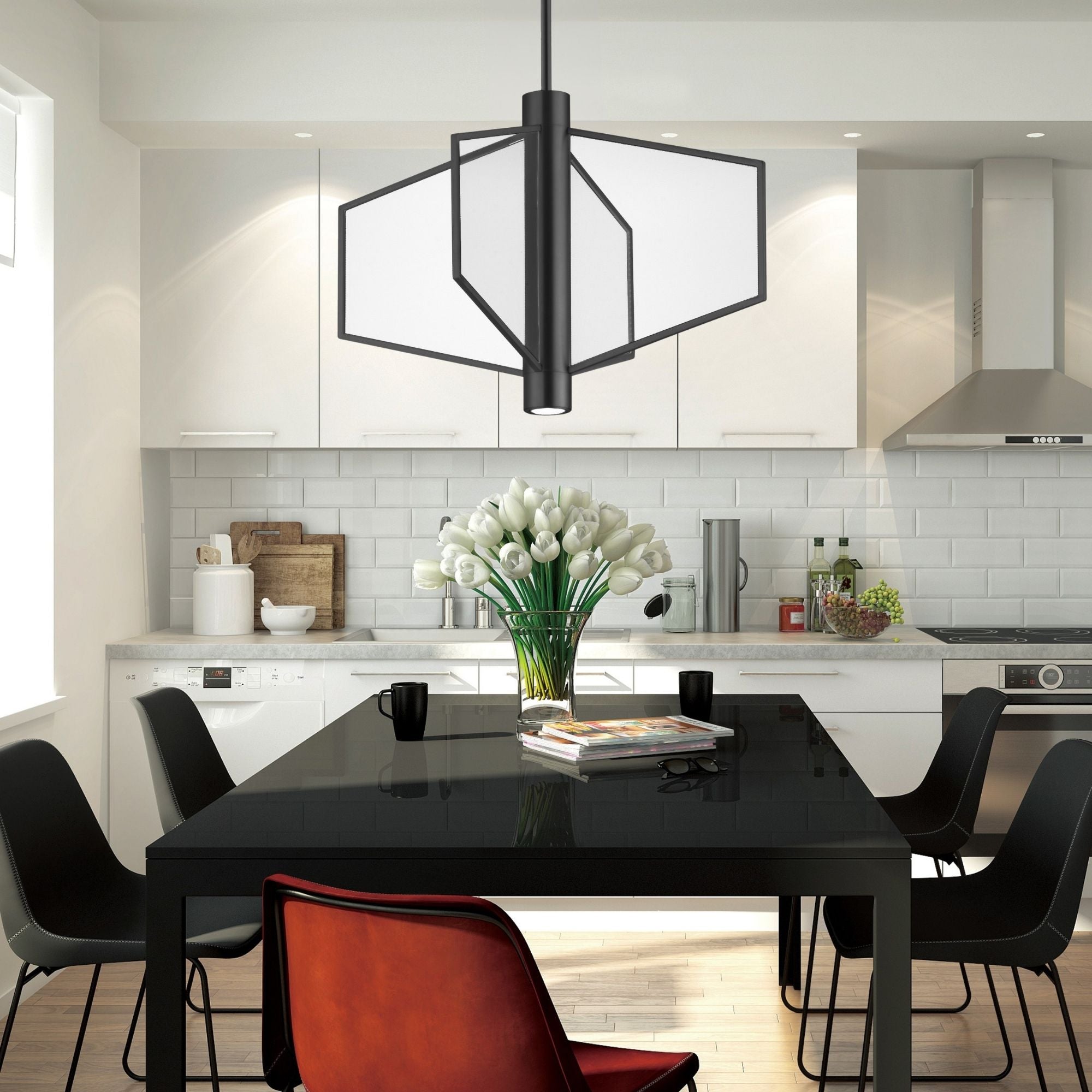 Telstar 26" Wide LED Pendant, Black Finish