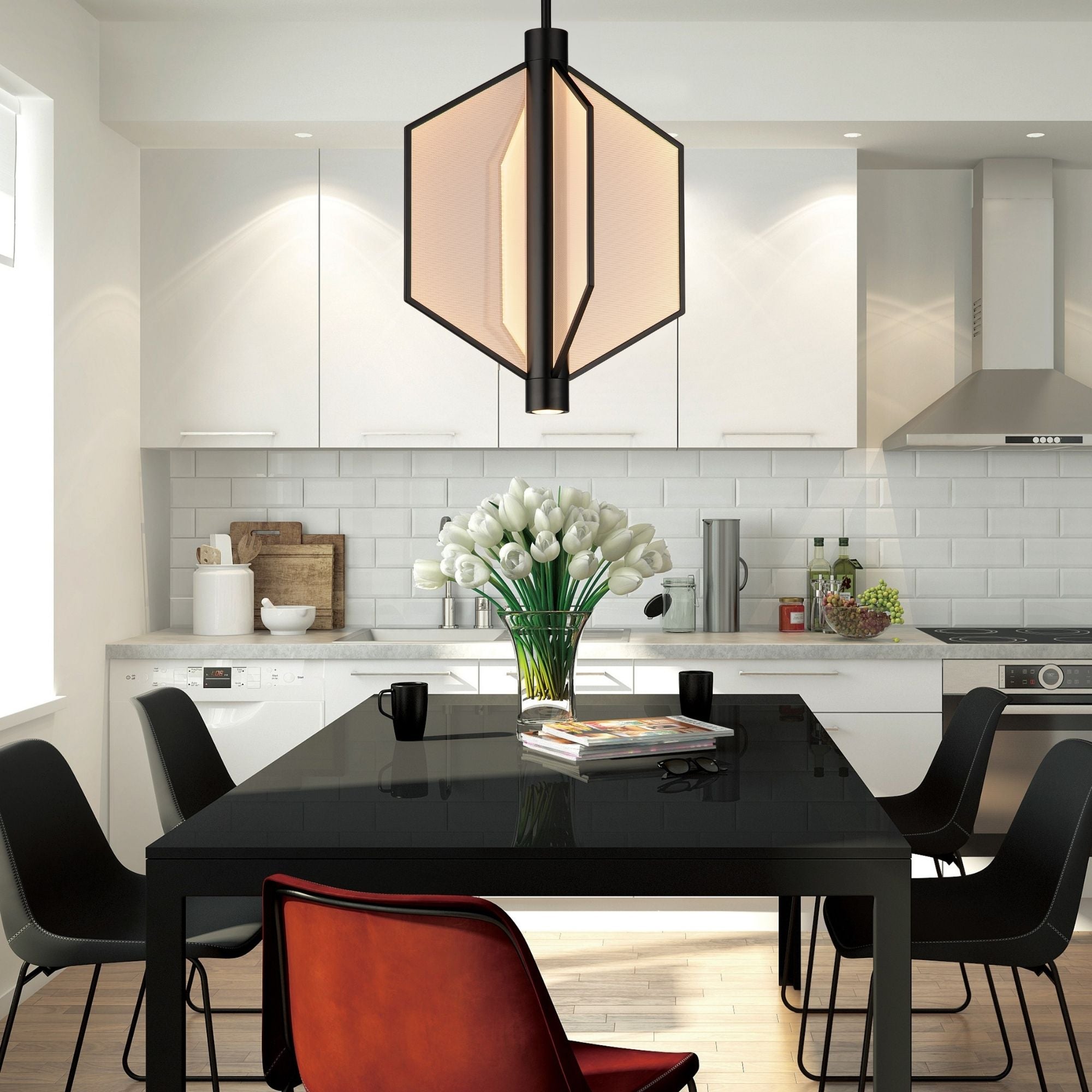 Telstar 24" Medium LED Pendant, Black Finish