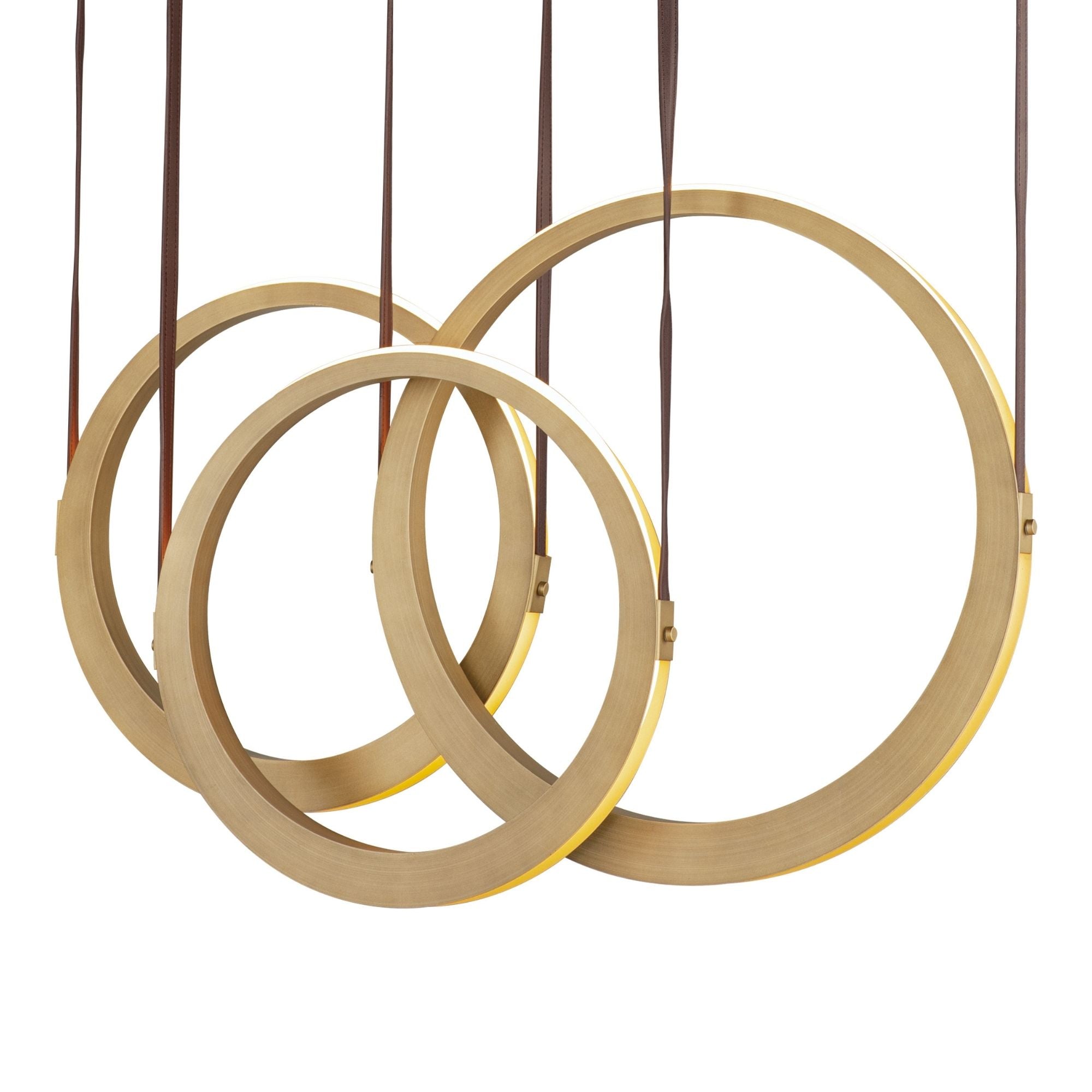 Tether 34" 3-Light Linear LED Pendant, Natural Aged Brass Finish