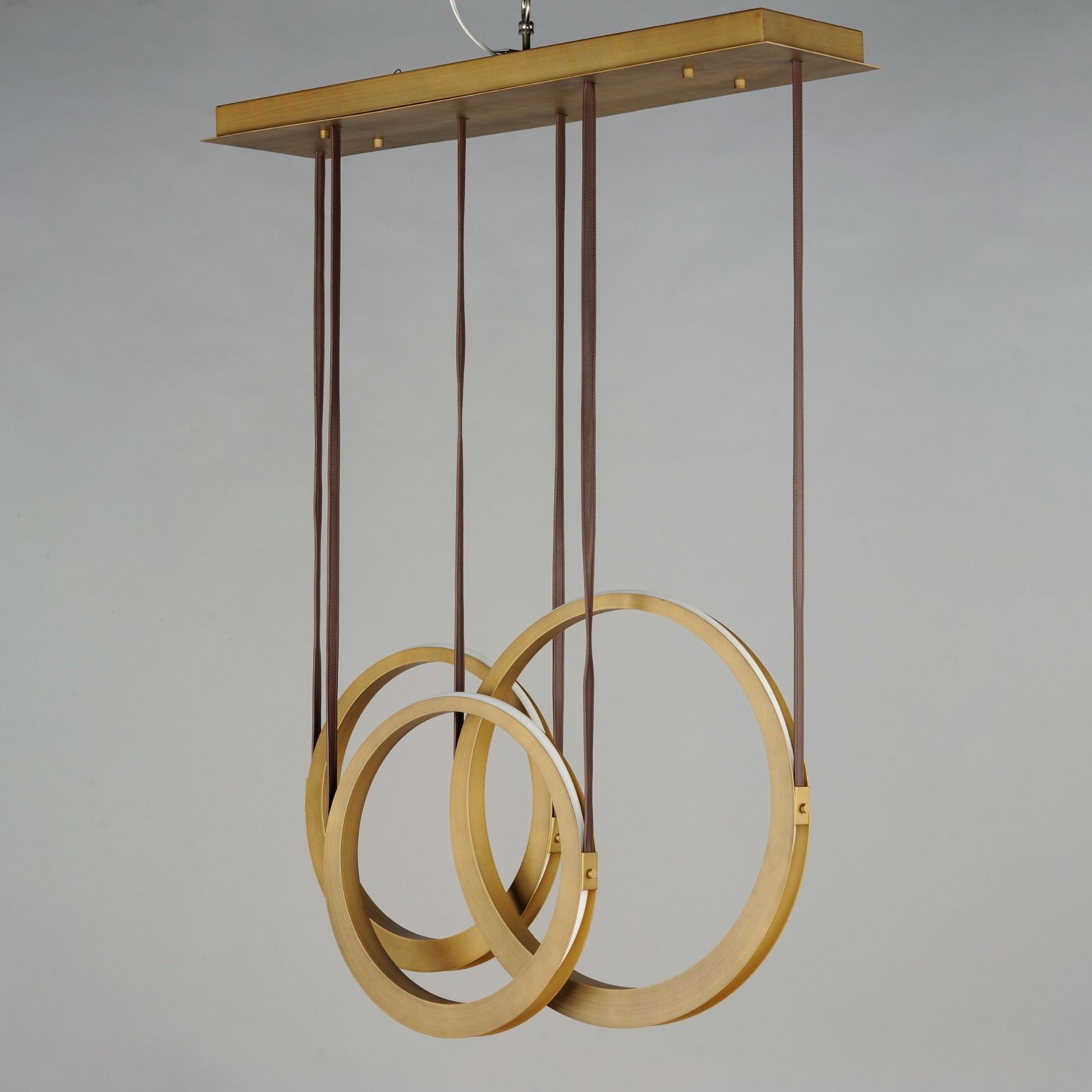 ET2 Lighting - Tether 34" 3-Light Linear LED Pendant, Natural Aged Brass Finish | Bees Lighting