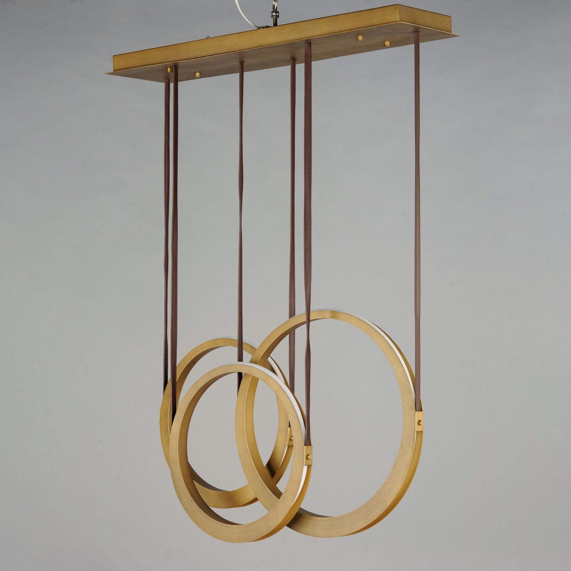 ET2 Lighting - Tether 34" 3-Light Linear LED Pendant, Natural Aged Brass Finish | Bees Lighting