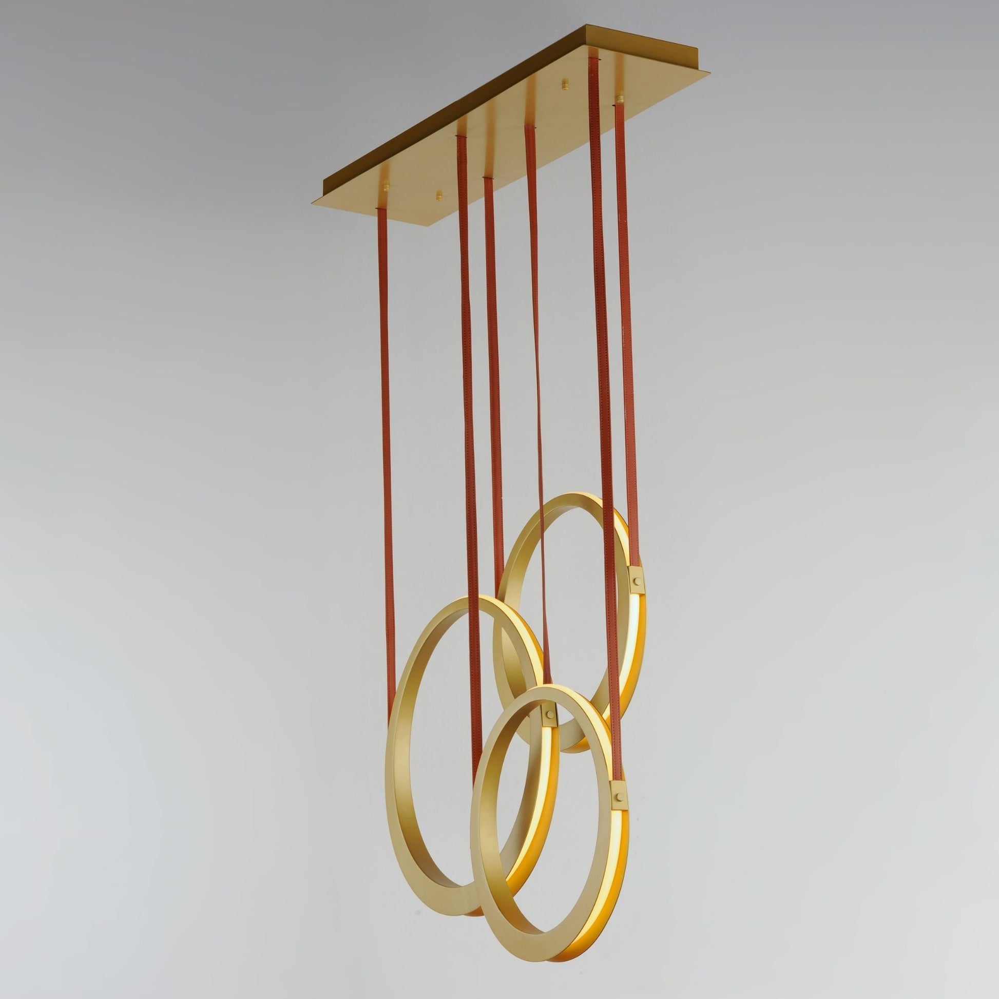 ET2 Lighting - Tether 34" 3-Light Linear LED Pendant, Natural Aged Brass Finish | Bees Lighting