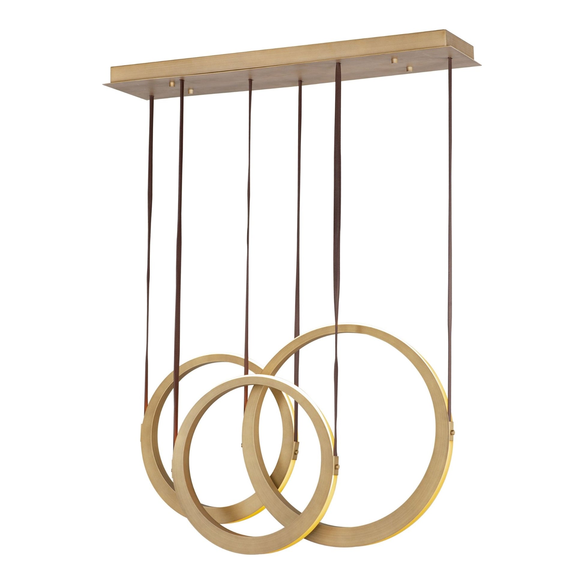 ET2 Lighting - Tether 34" 3-Light Linear LED Pendant, Natural Aged Brass Finish | Bees Lighting