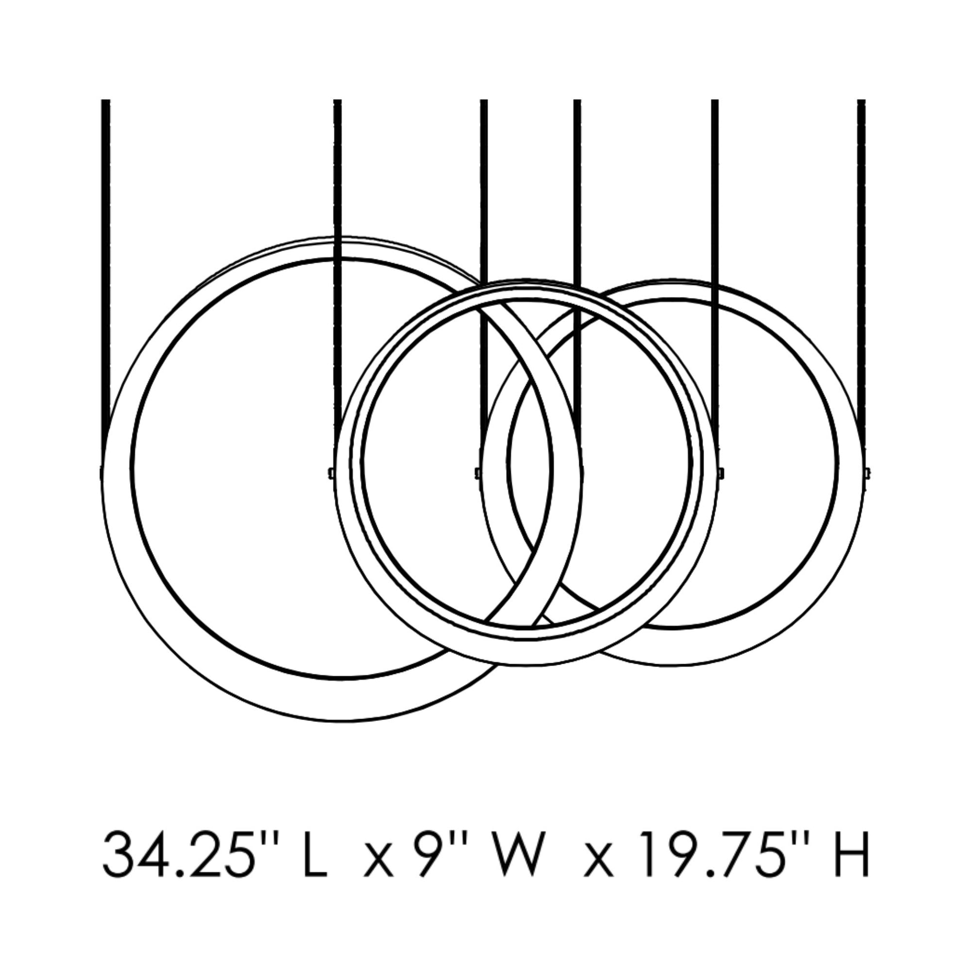 ET2 Lighting - Tether 34" 3-Light Linear LED Pendant, Natural Aged Brass Finish | Bees Lighting