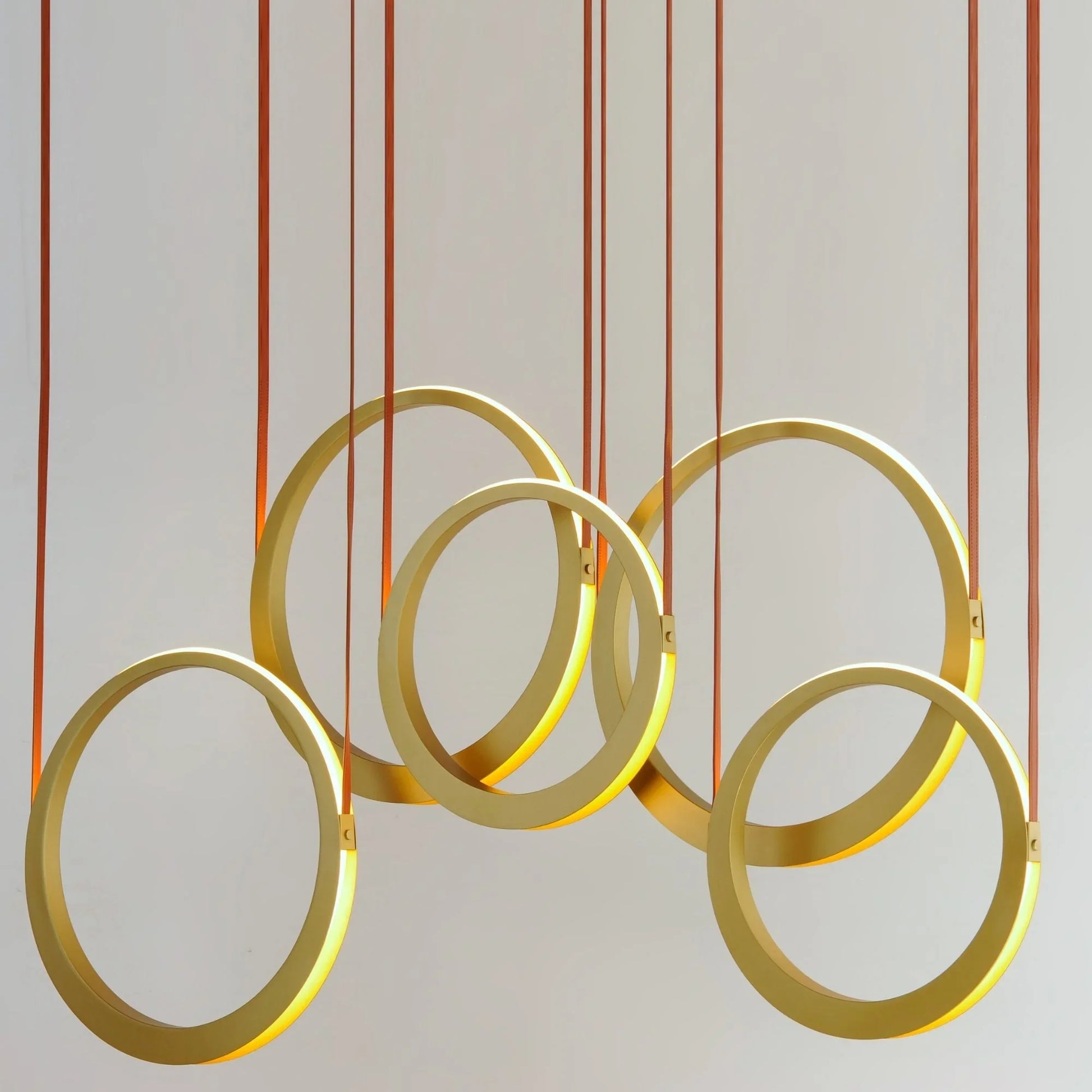 ET2 Lighting - Tether 59" 5-Light Linear LED Pendant, Natural Aged Brass Finish | Bees Lighting