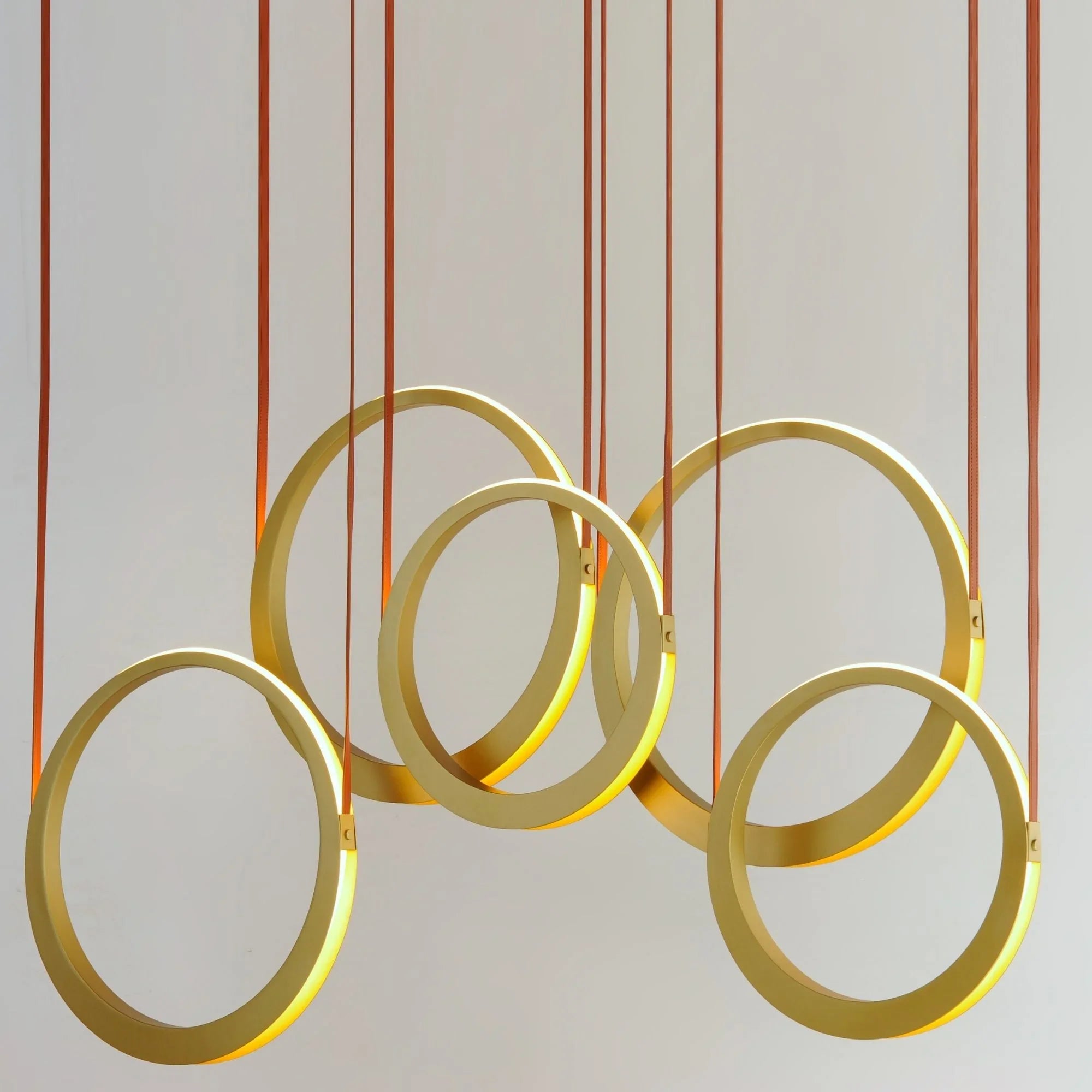 ET2 Lighting - Tether 59" 5-Light Linear LED Pendant, Natural Aged Brass Finish | Bees Lighting