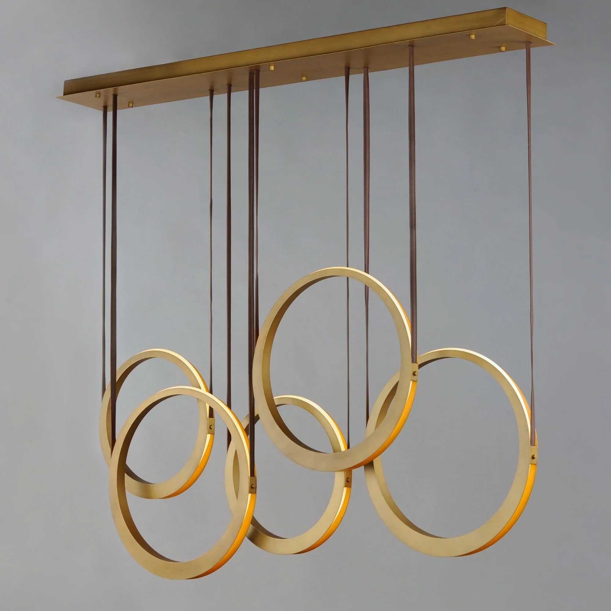 ET2 Lighting - Tether 59" 5-Light Linear LED Pendant, Natural Aged Brass Finish | Bees Lighting