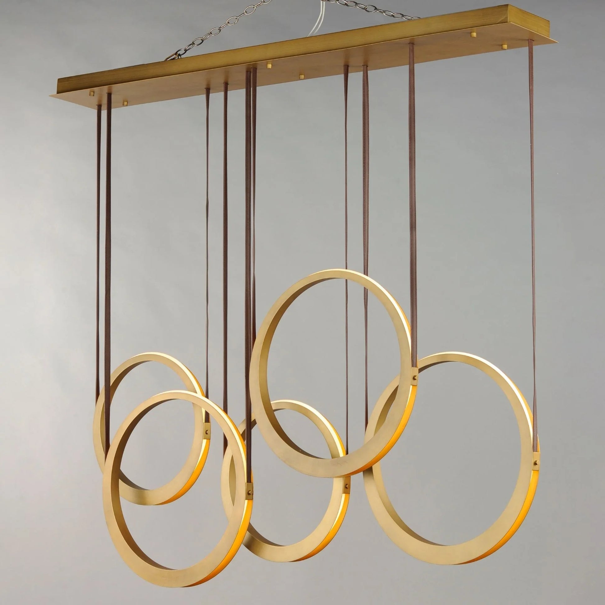 ET2 Lighting - Tether 59" 5-Light Linear LED Pendant, Natural Aged Brass Finish | Bees Lighting