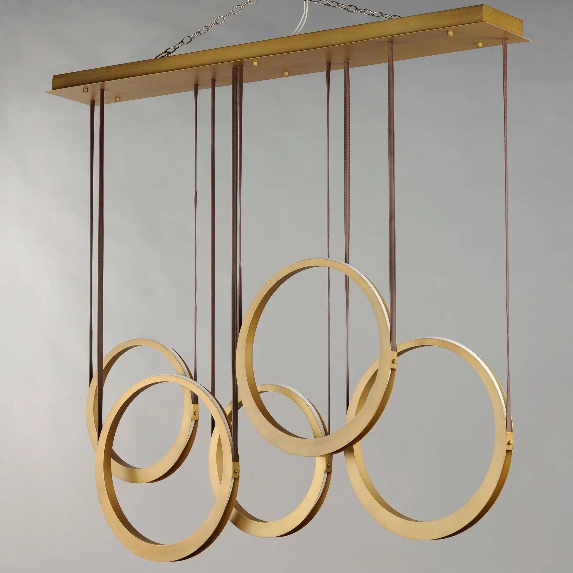 ET2 Lighting - Tether 59" 5-Light Linear LED Pendant, Natural Aged Brass Finish | Bees Lighting