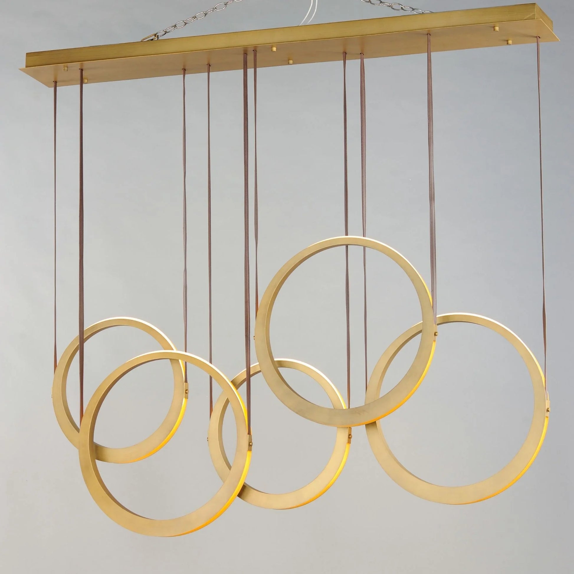 ET2 Lighting - Tether 59" 5-Light Linear LED Pendant, Natural Aged Brass Finish | Bees Lighting