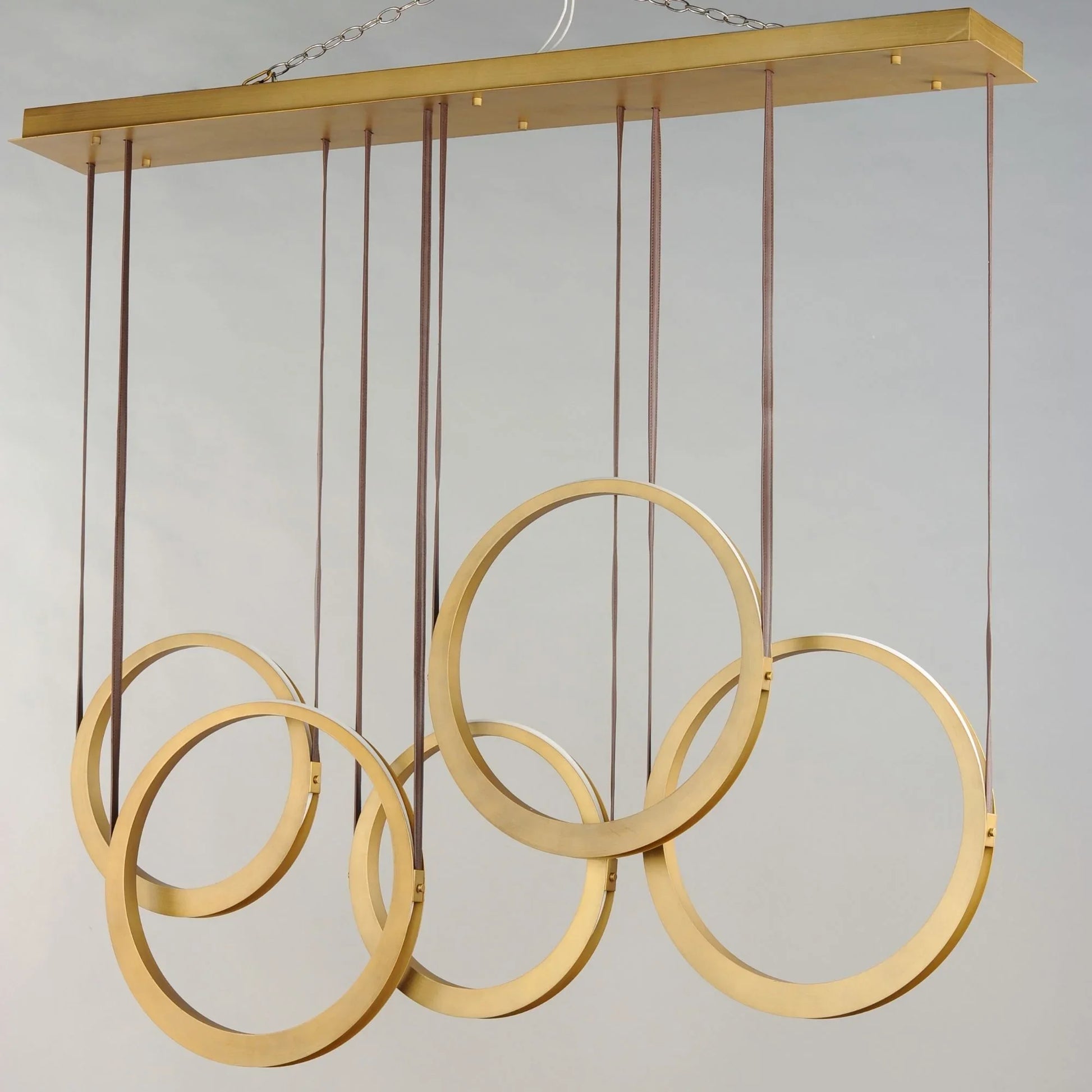 ET2 Lighting - Tether 59" 5-Light Linear LED Pendant, Natural Aged Brass Finish | Bees Lighting