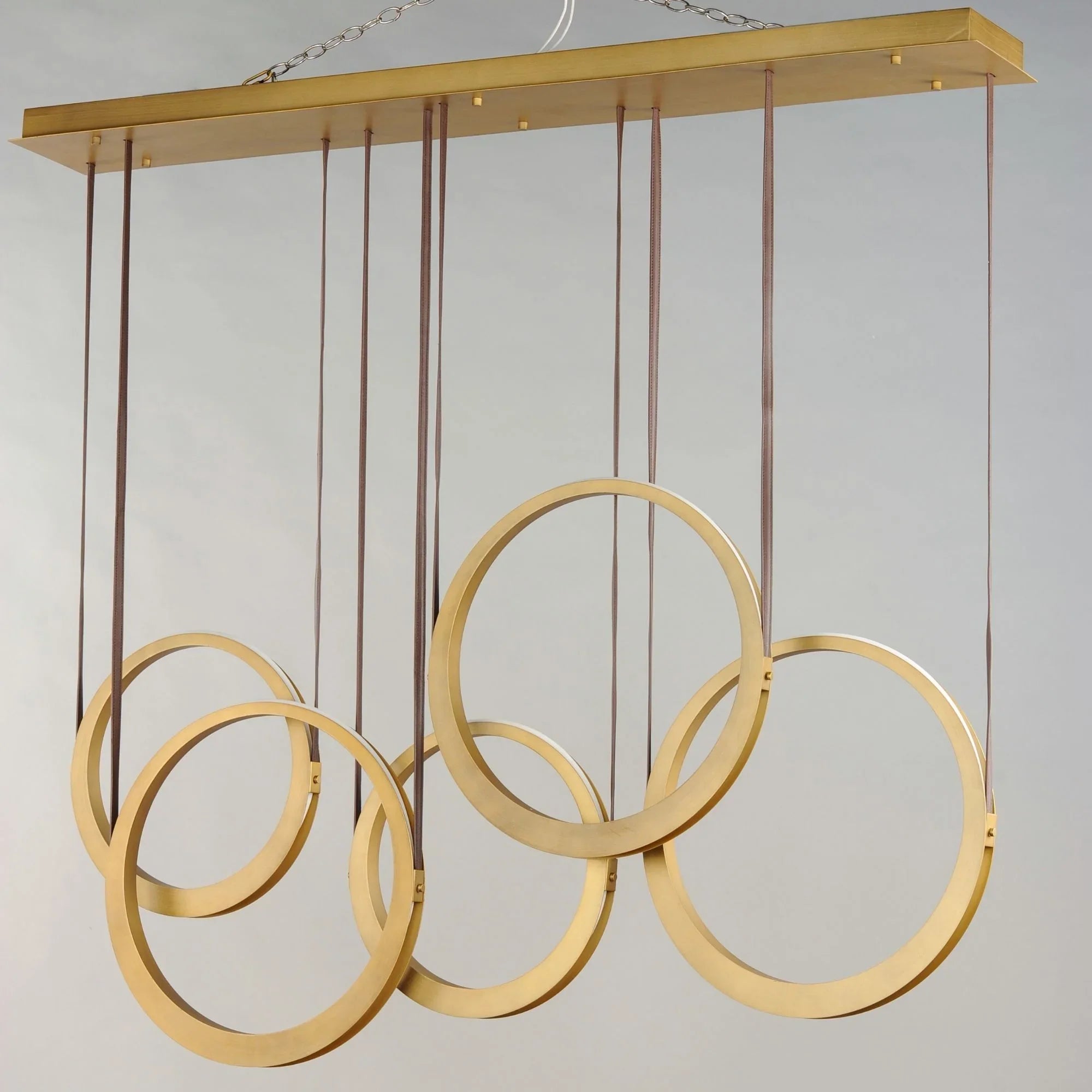 ET2 Lighting - Tether 59" 5-Light Linear LED Pendant, Natural Aged Brass Finish | Bees Lighting