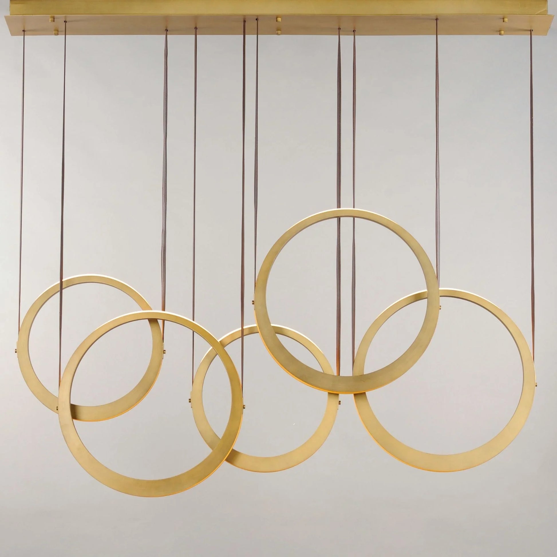 ET2 Lighting - Tether 59" 5-Light Linear LED Pendant, Natural Aged Brass Finish | Bees Lighting