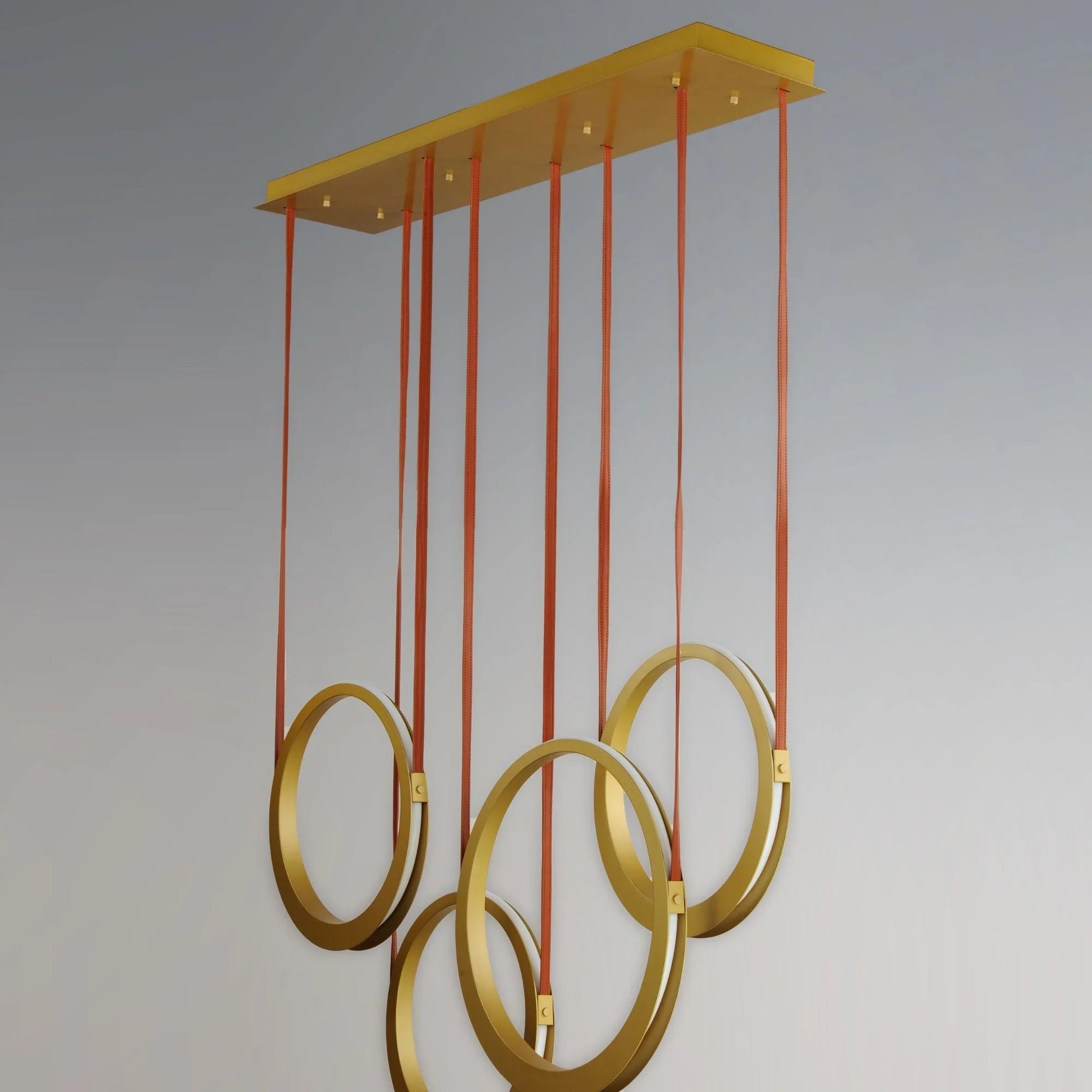 ET2 Lighting - Tether 59" 5-Light Linear LED Pendant, Natural Aged Brass Finish | Bees Lighting