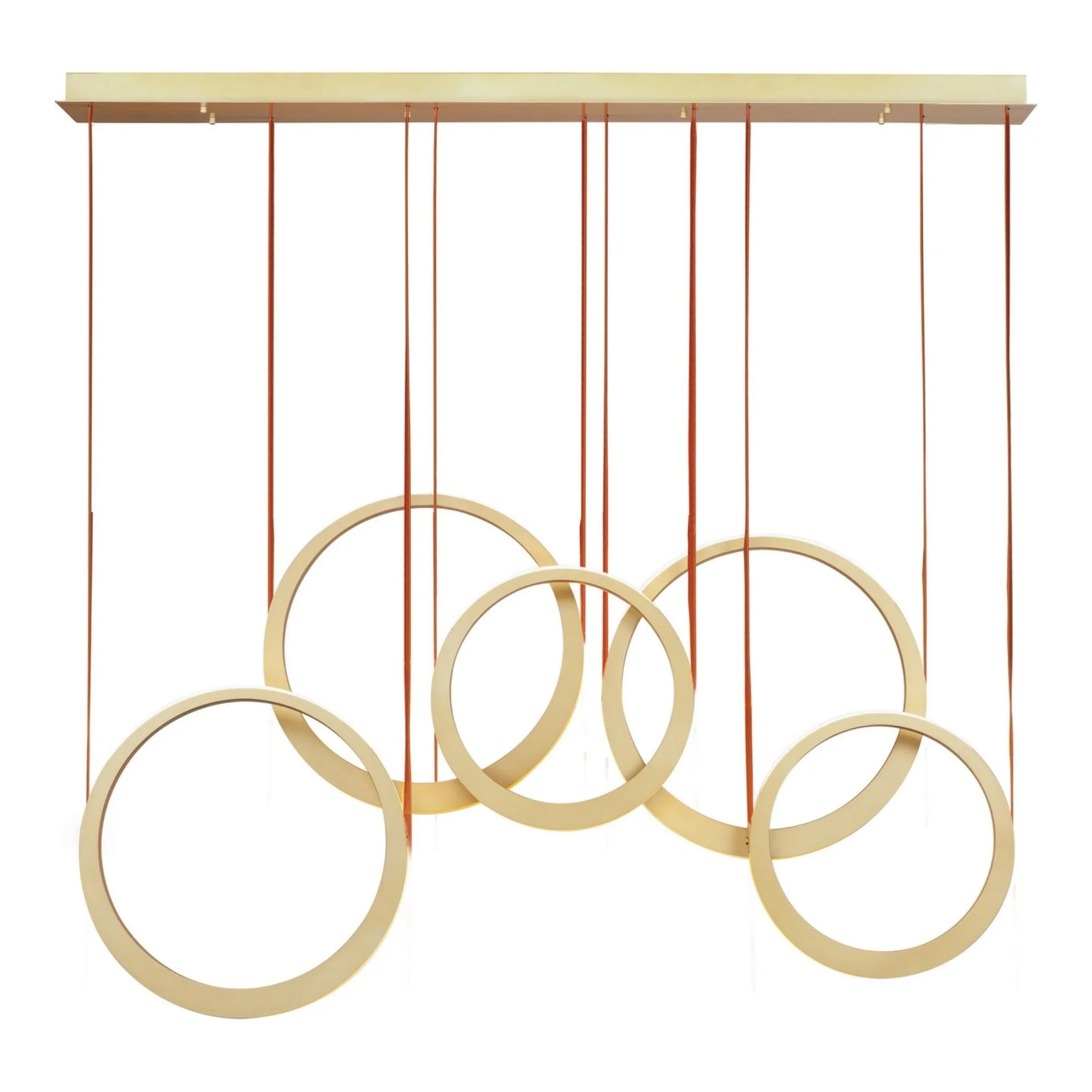 ET2 Lighting - Tether 59" 5-Light Linear LED Pendant, Natural Aged Brass Finish | Bees Lighting