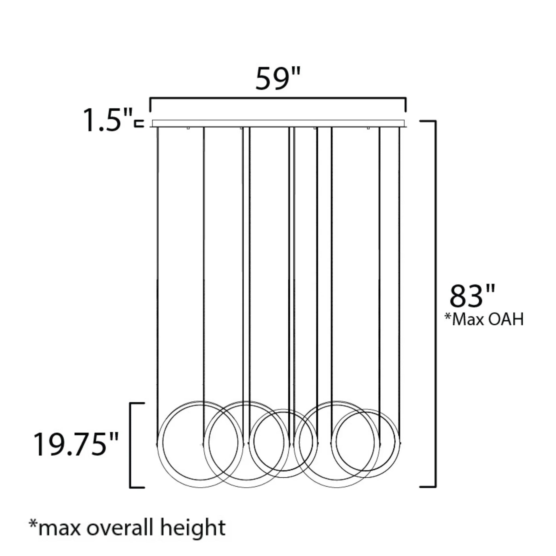 ET2 Lighting - Tether 59" 5-Light Linear LED Pendant, Natural Aged Brass Finish | Bees Lighting