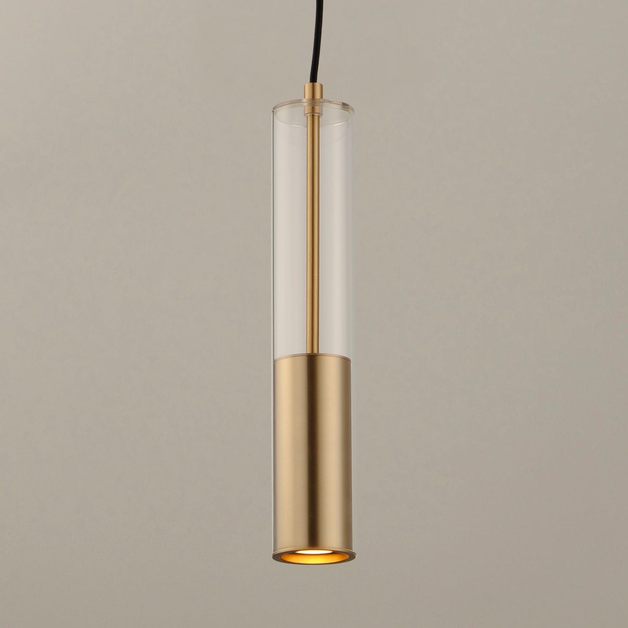 Torch 15" LED Mini Pendant, Satin Brass Finish