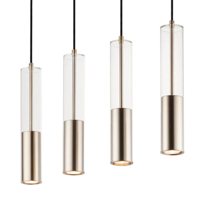 Torch 28" 4-Light Linear LED Pendant, Satin Brass Finish