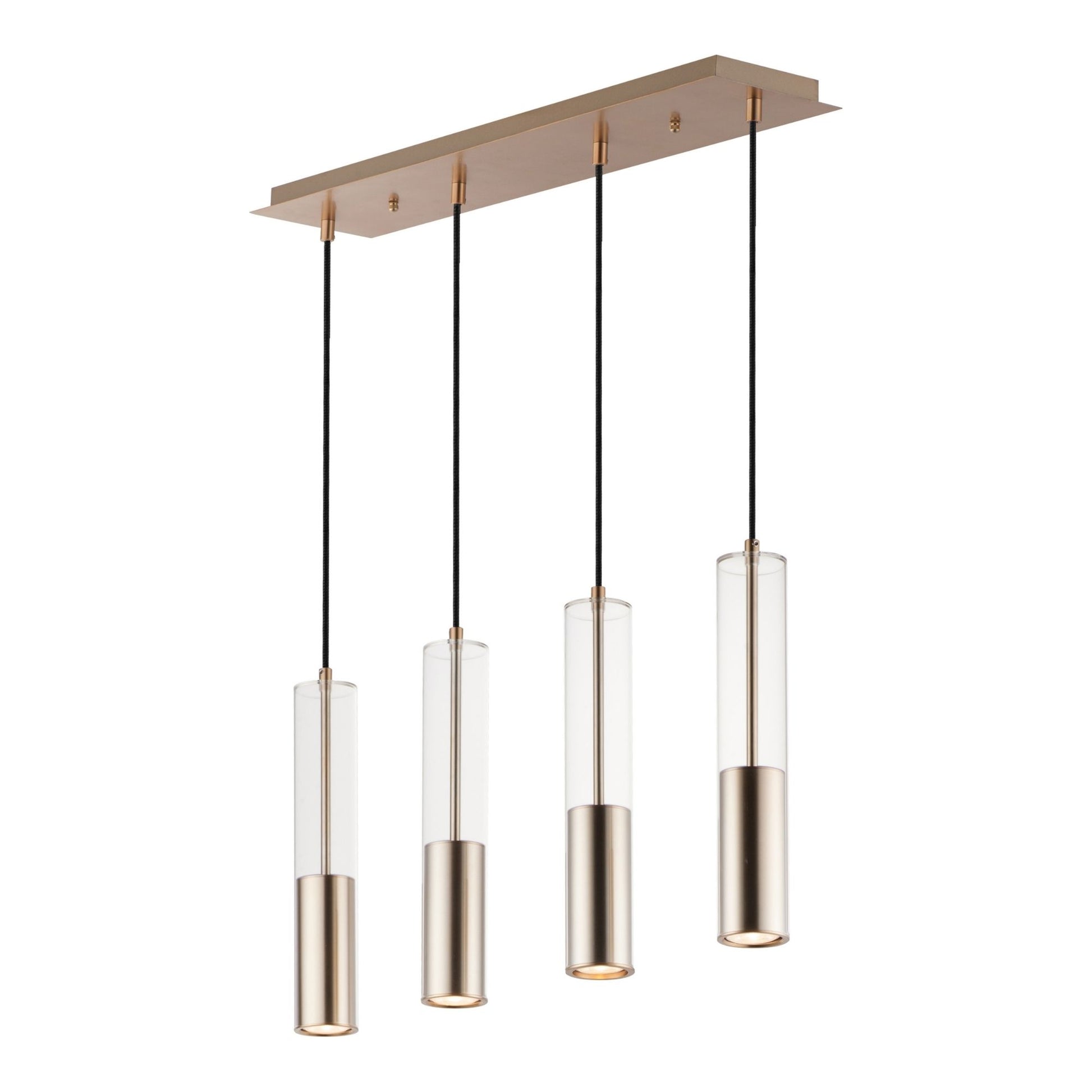 ET2 Lighting - Torch 28" 4-Light Linear LED Pendant, Satin Brass Finish | Bees Lighting